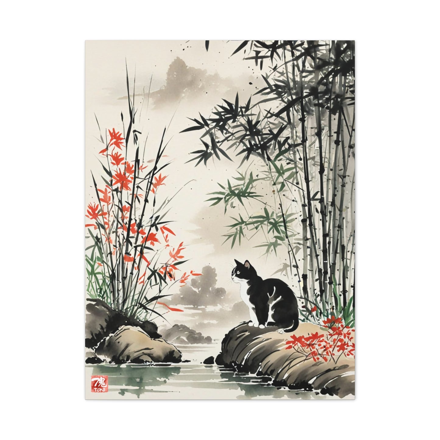 Sumi-e Art - Amidu • Traditional Japanese Art on high quality Canvas