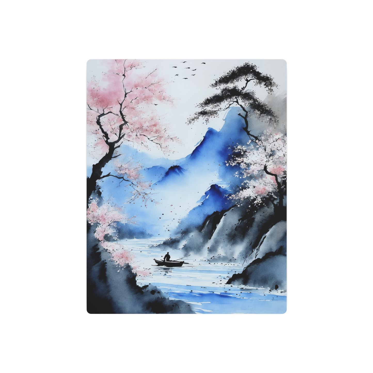 Sumi-e Art - Silent waters 🇺🇸 US Shipping - Traditional Japanese Art on Metal Poster