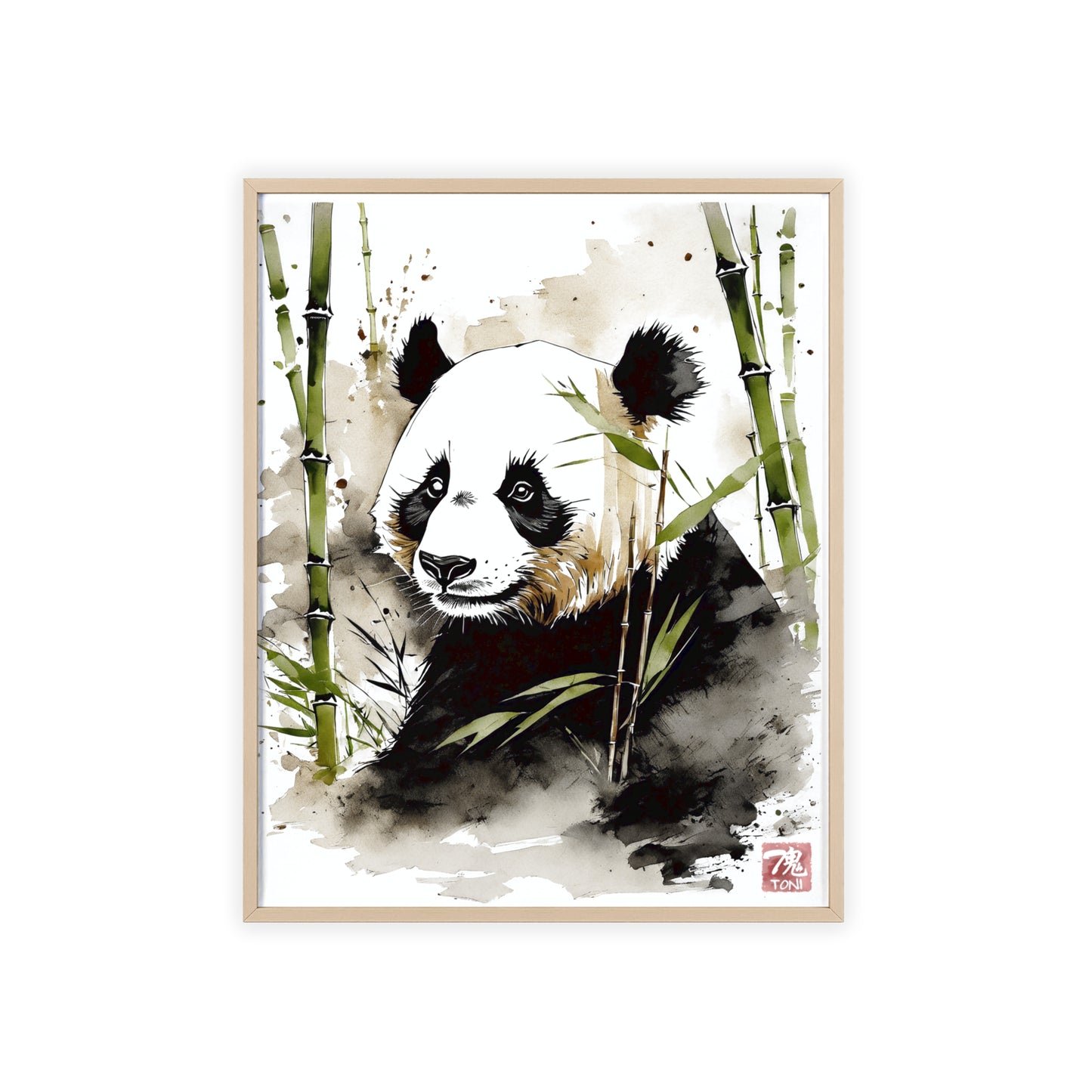 Sumi-e Art - Panda • Traditional Japanese Art • Framed