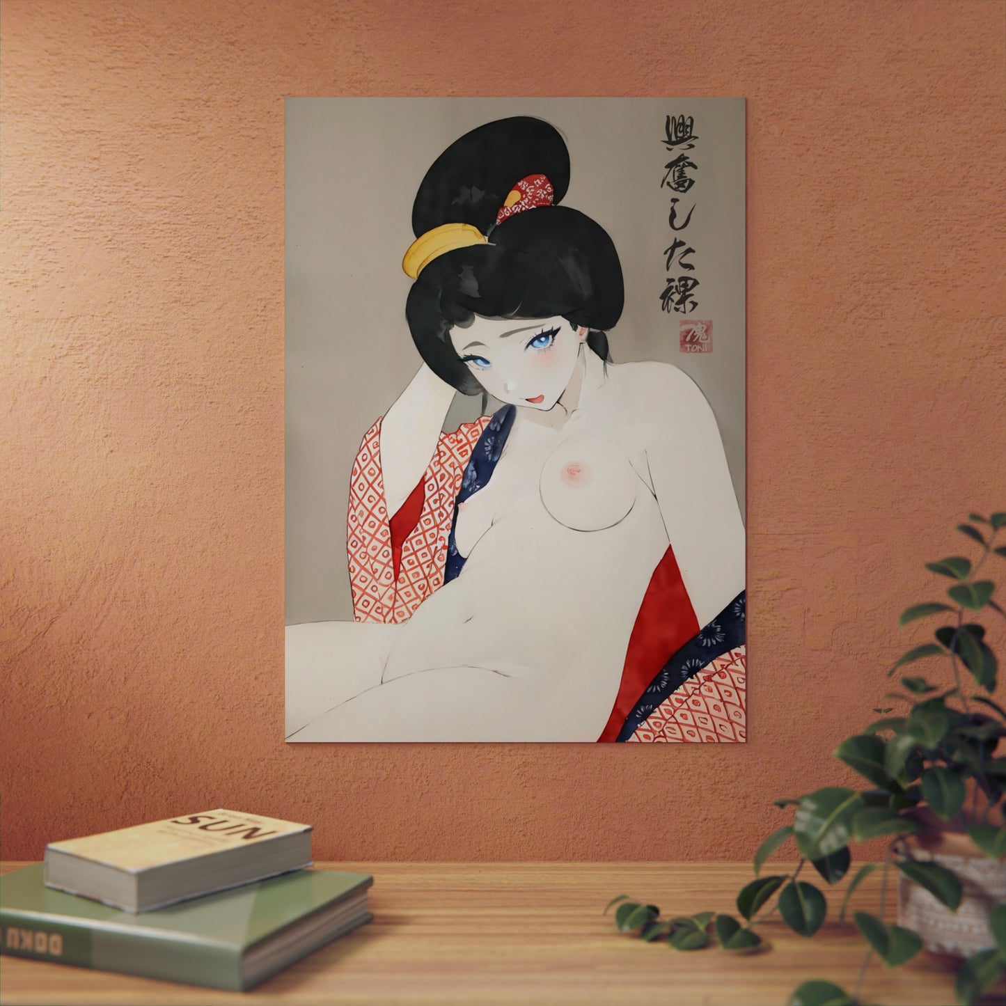 Ukiyo-e Art - Excited nude 🇩🇪 GER Shipping - Traditional Japanese Art on Metal Poster