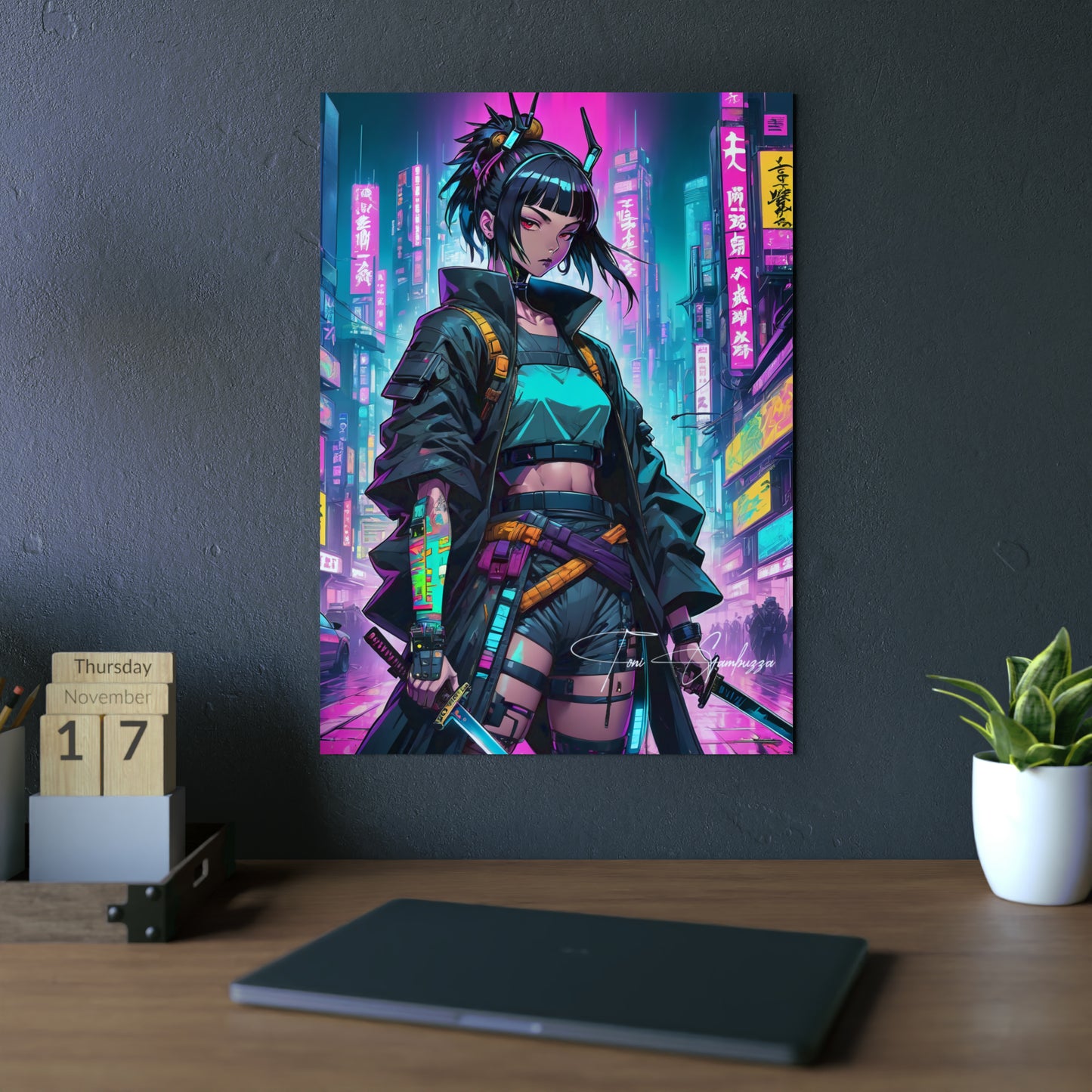 Cyberpunk Girl 🇩🇪 GER Shipping - Anime Art on Metal Poster