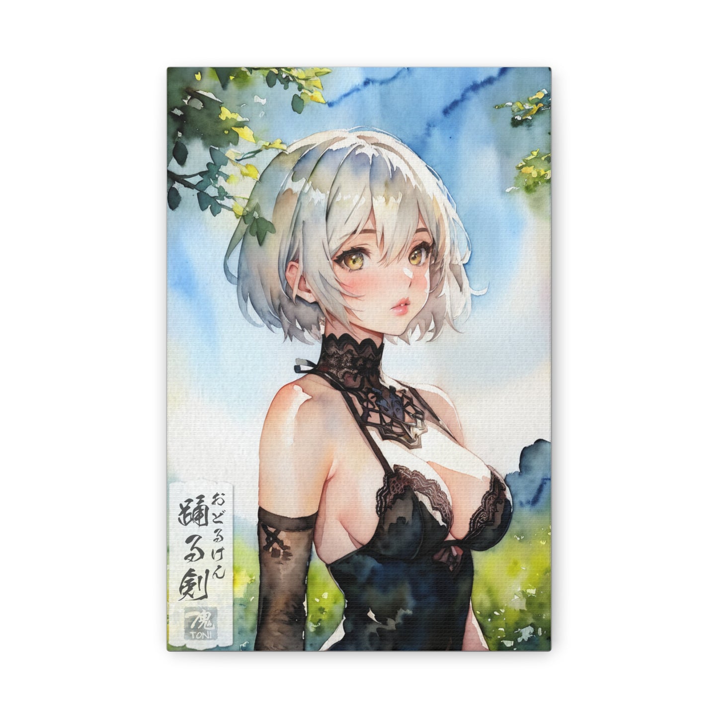 The Dancing Sword - Watercolor Anime Art on high quality Canvas