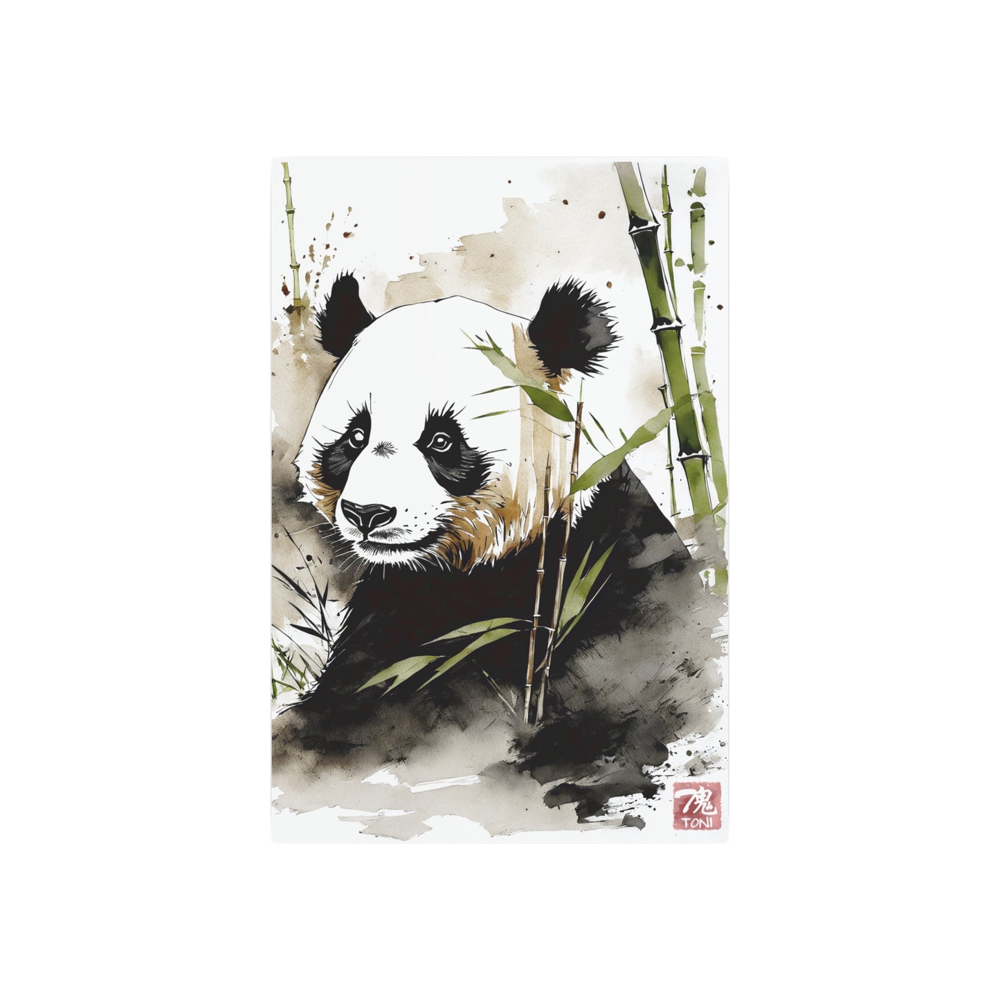 Sumi-e Art - Panda 🇺🇸 US Shipping - Traditional Japanese Art on Metal Poster