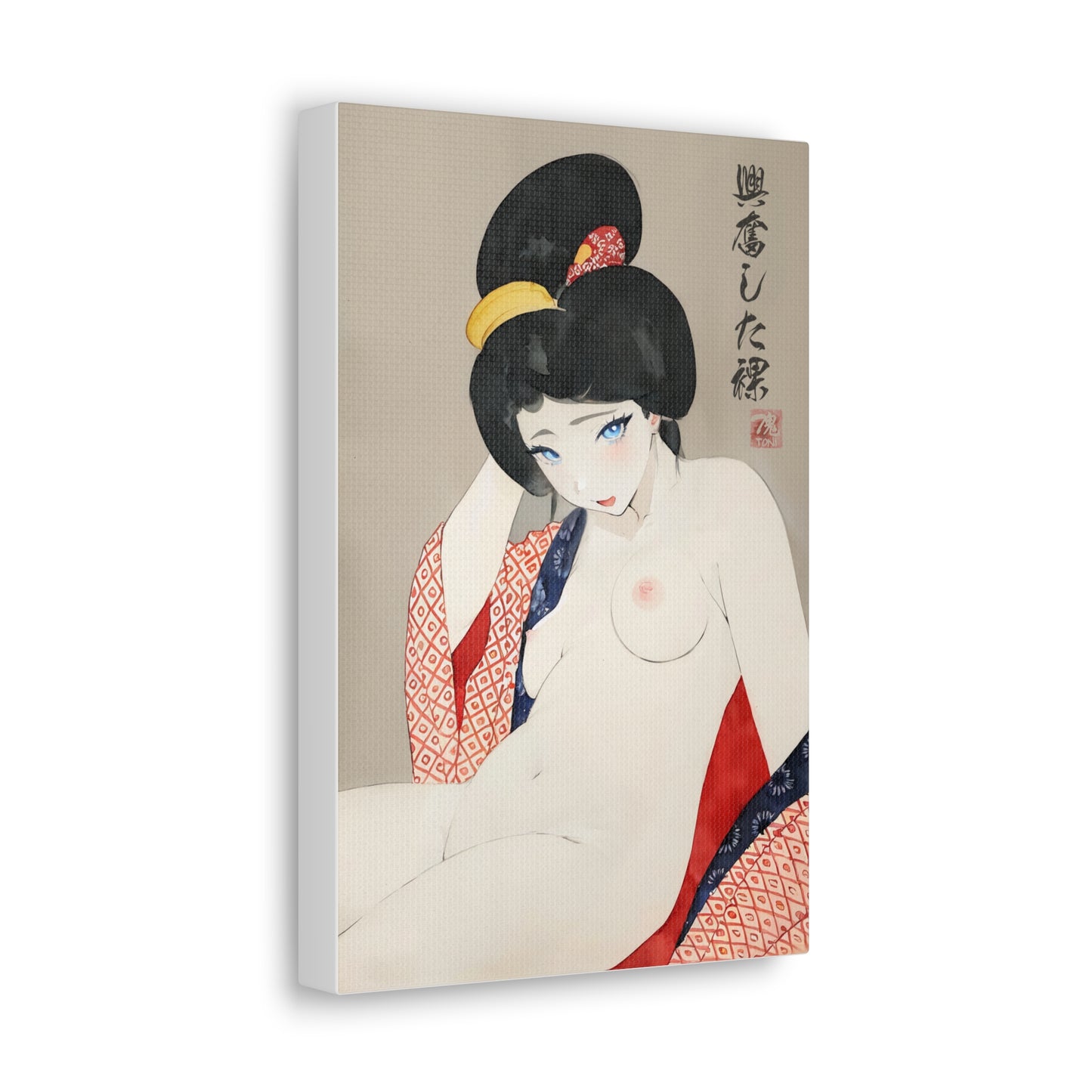 Ukiyo-e Art  - Excited nude • Traditional Japanese Art on high quality Canvas