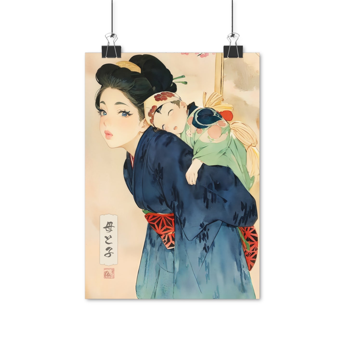 Ukiyo-e Art - Mother and child • Traditional Japanese Art on high quality poster