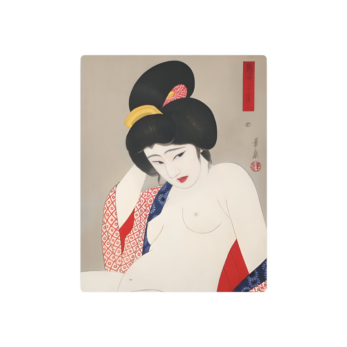 Ukiyo-e Art - Bored nude - Ōhira Kasen 🇺🇸 US Shipping - Traditional Japanese Art on Metal Poster