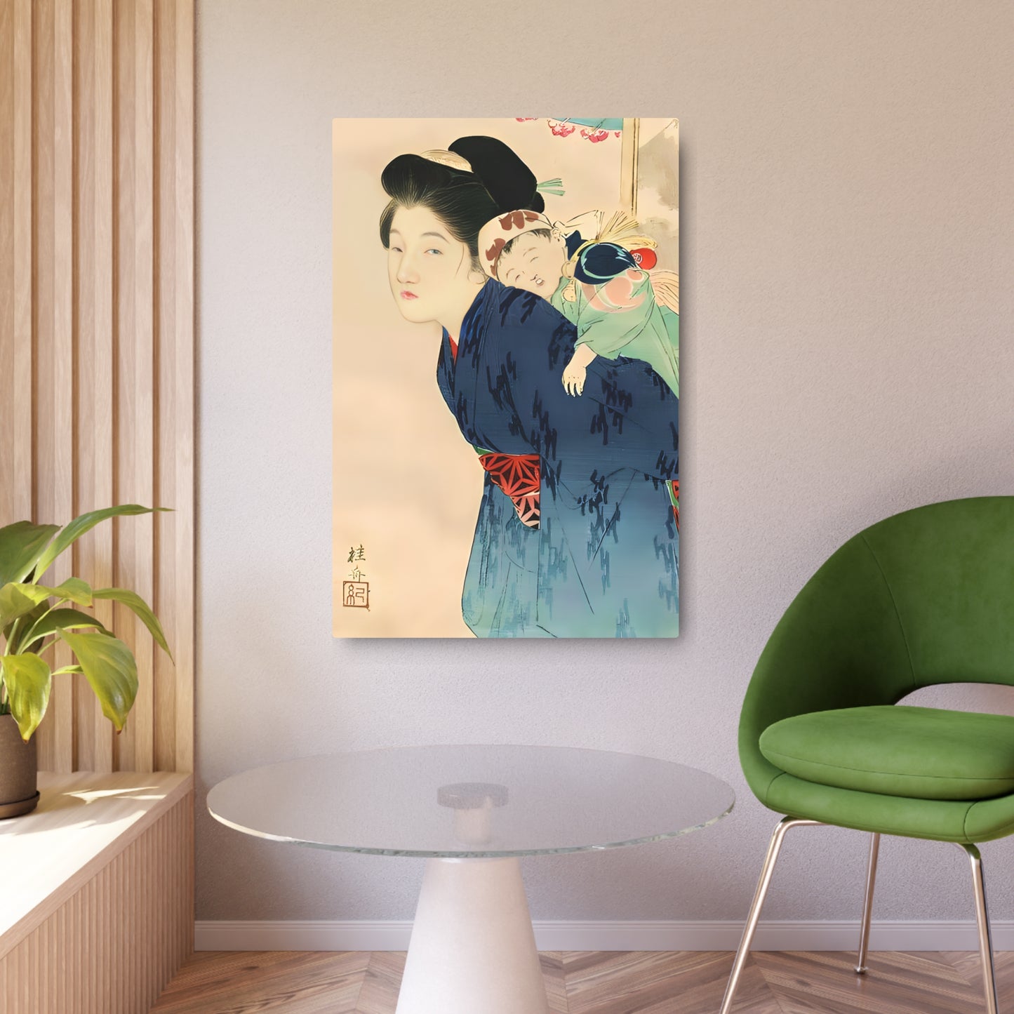 Ukiyo-e Art - Mother with her infant - Takeuchi Keishu 🇺🇸 US Shipping - Traditional Japanese Art on Metal Poster