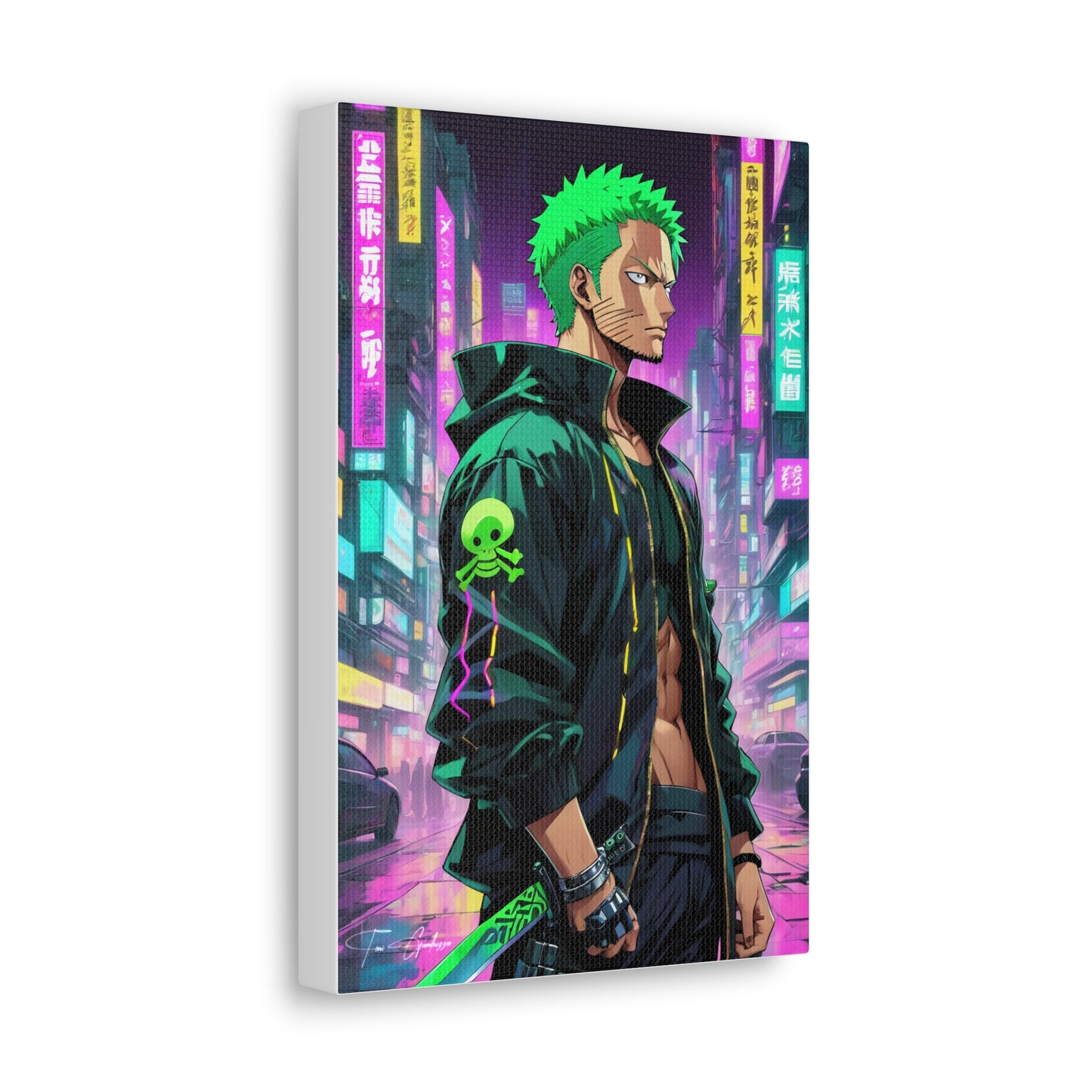 Cyberpunk Zoro - Anime Art on high quality Canvas