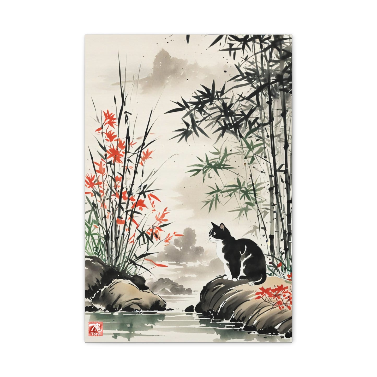 Sumi-e Art - Amidu • Traditional Japanese Art on high quality Canvas