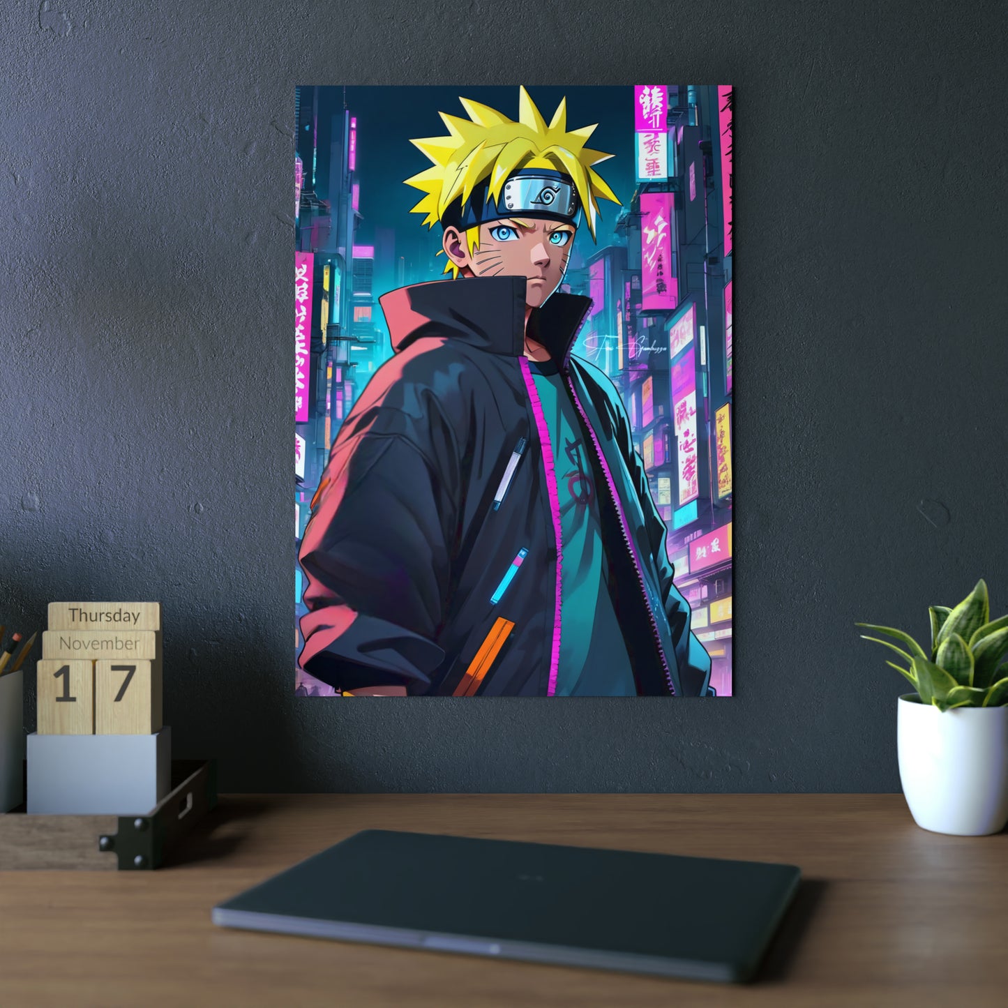 Cyberpunk Naruto 🇩🇪 GER Shipping - Anime Art on Metal Poster