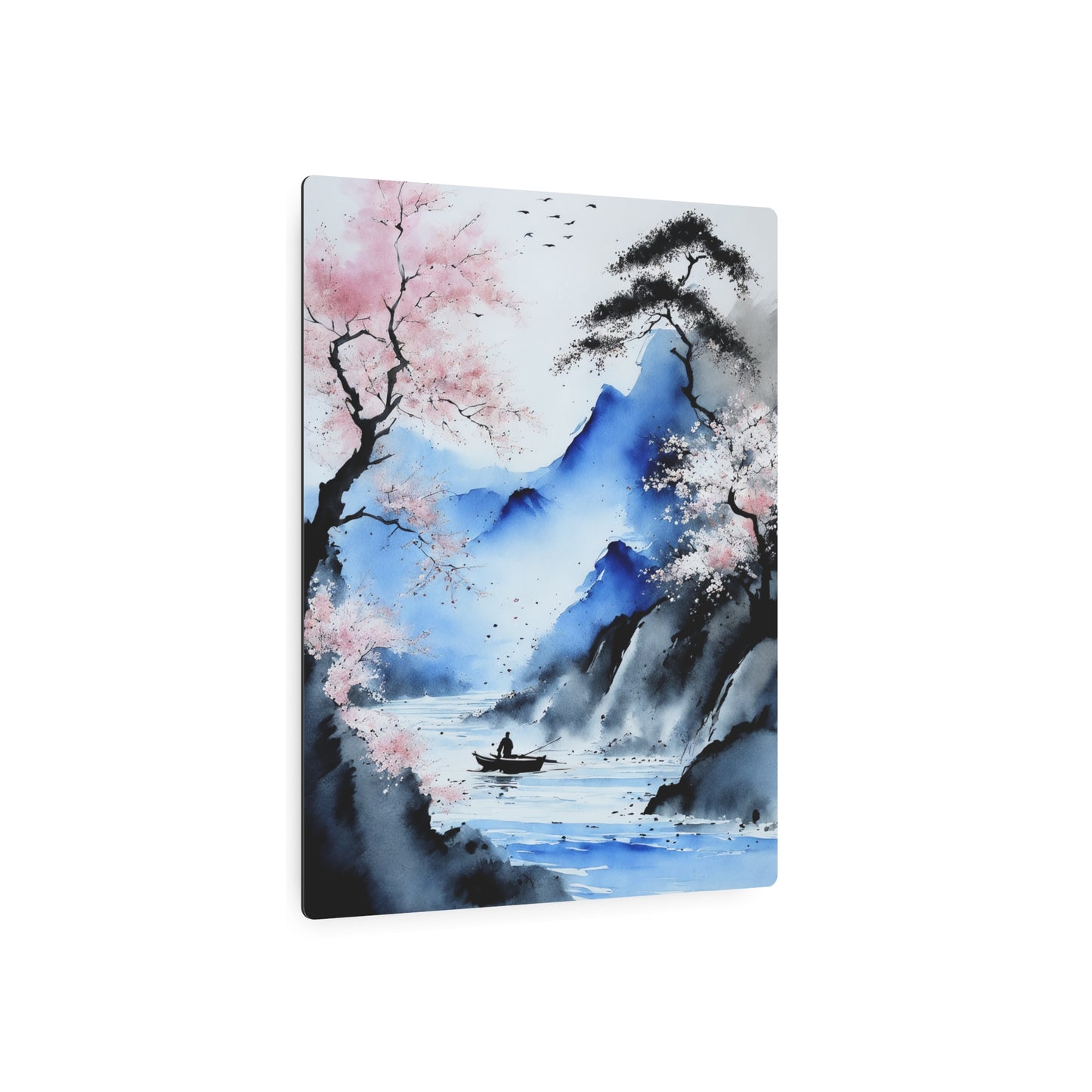 Sumi-e Art - Silent waters 🇺🇸 US Shipping - Traditional Japanese Art on Metal Poster