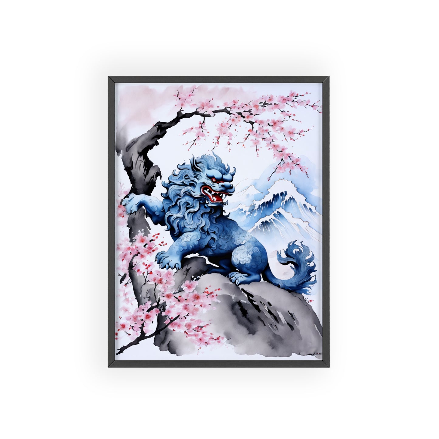 Sumi-e Art - Komainu • Traditional Japanese Art • Framed