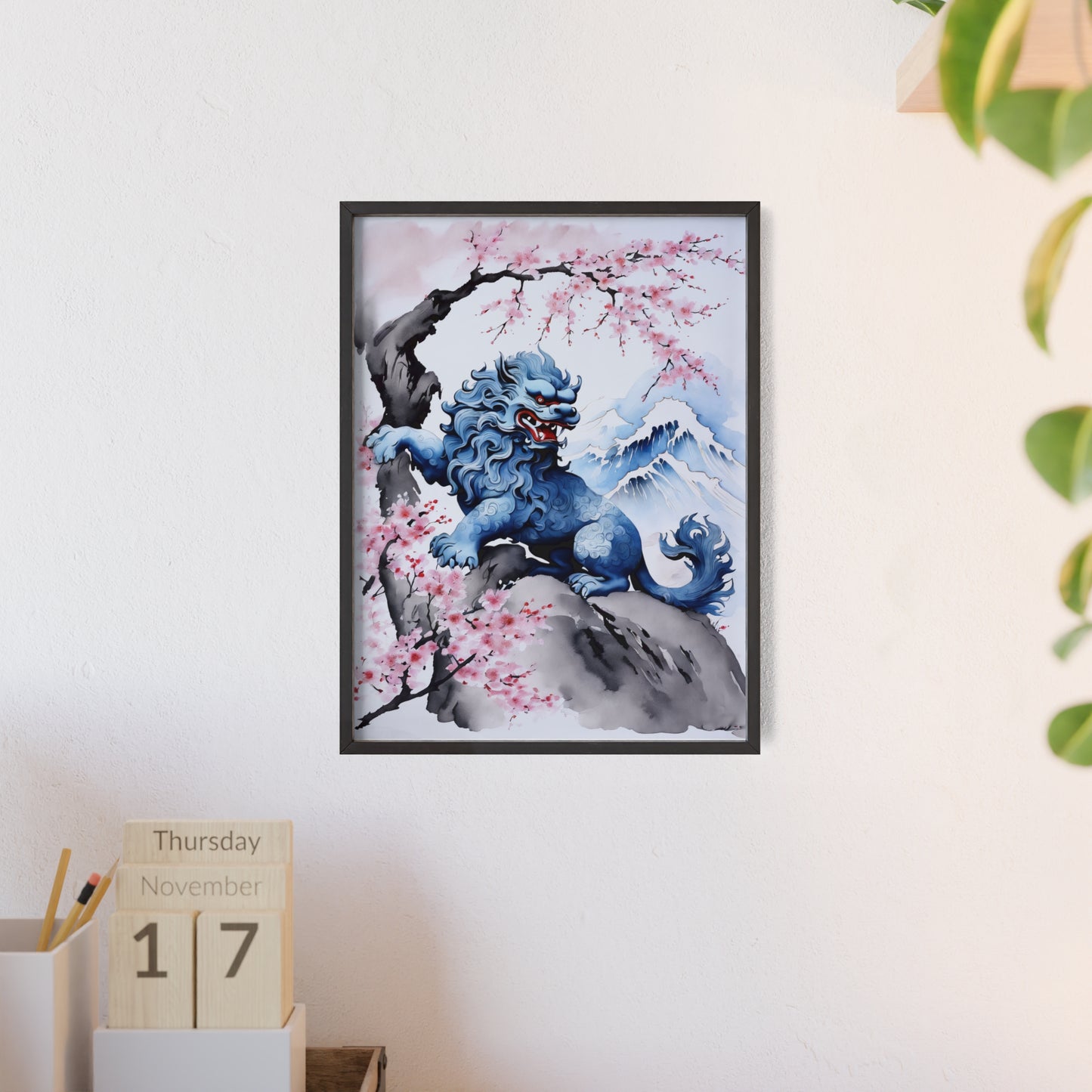 Sumi-e Art - Komainu • Traditional Japanese Art • Framed