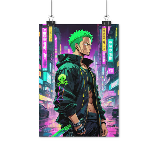 Cyberpunk Zoro - Anime Art on high quality poster