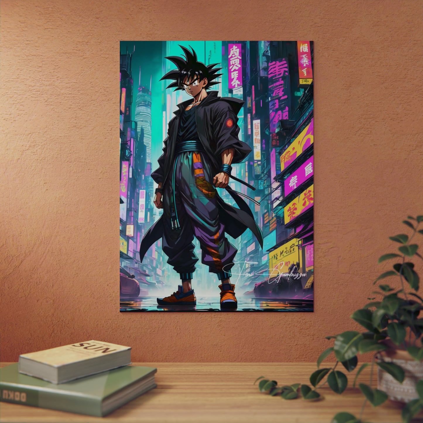 Cyberpunk Xeno Goku 🇩🇪 GER Shipping - Anime Art on Metal Poster