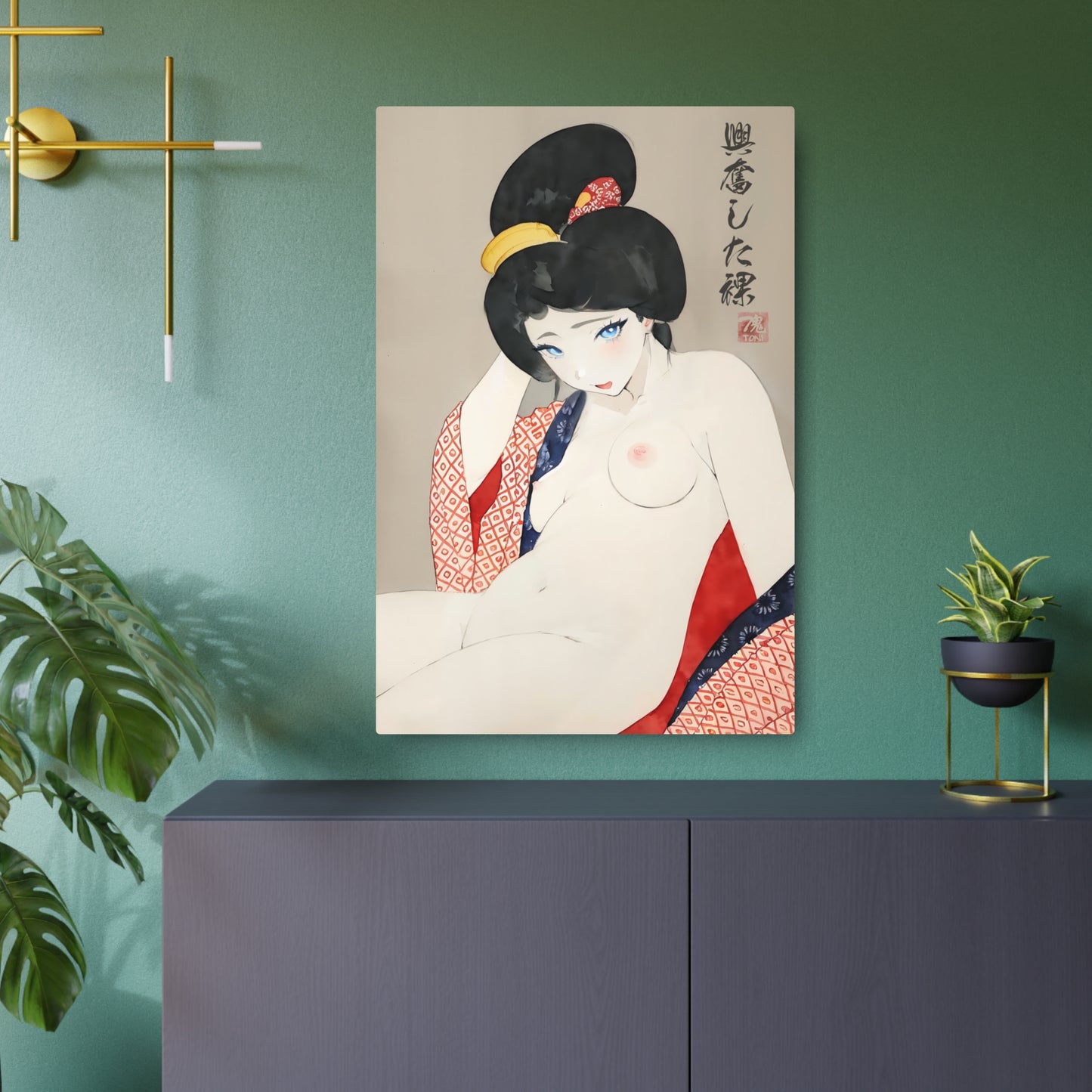 Ukiyo-e Art - Excited nude 🇺🇸 US Shipping - Traditional Japanese Art on Metal Poster