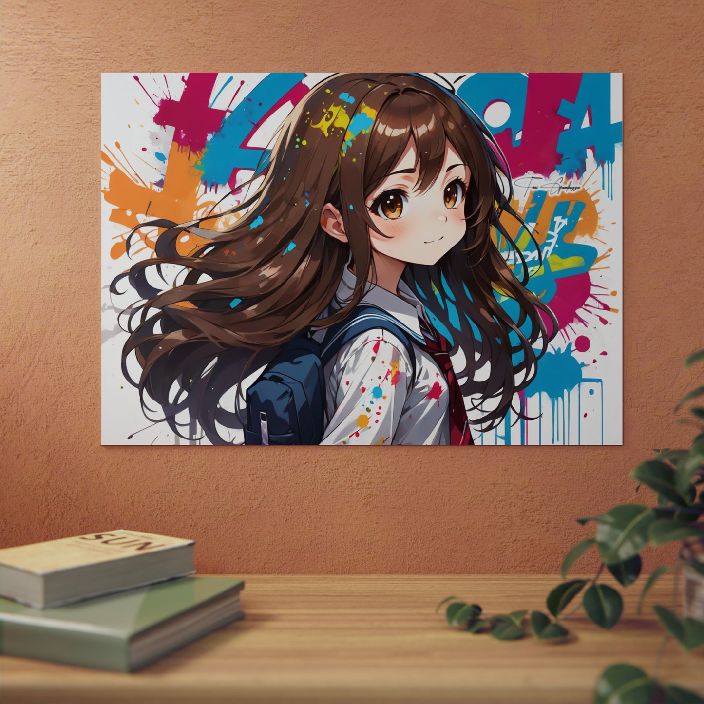 Manga Mural: Yuuna 🇩🇪 GER Shipping - Anime Graffiti Art on Metal Poster