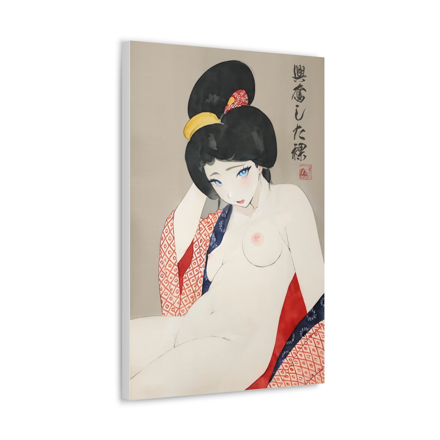 Ukiyo-e Art  - Excited nude • Traditional Japanese Art on high quality Canvas