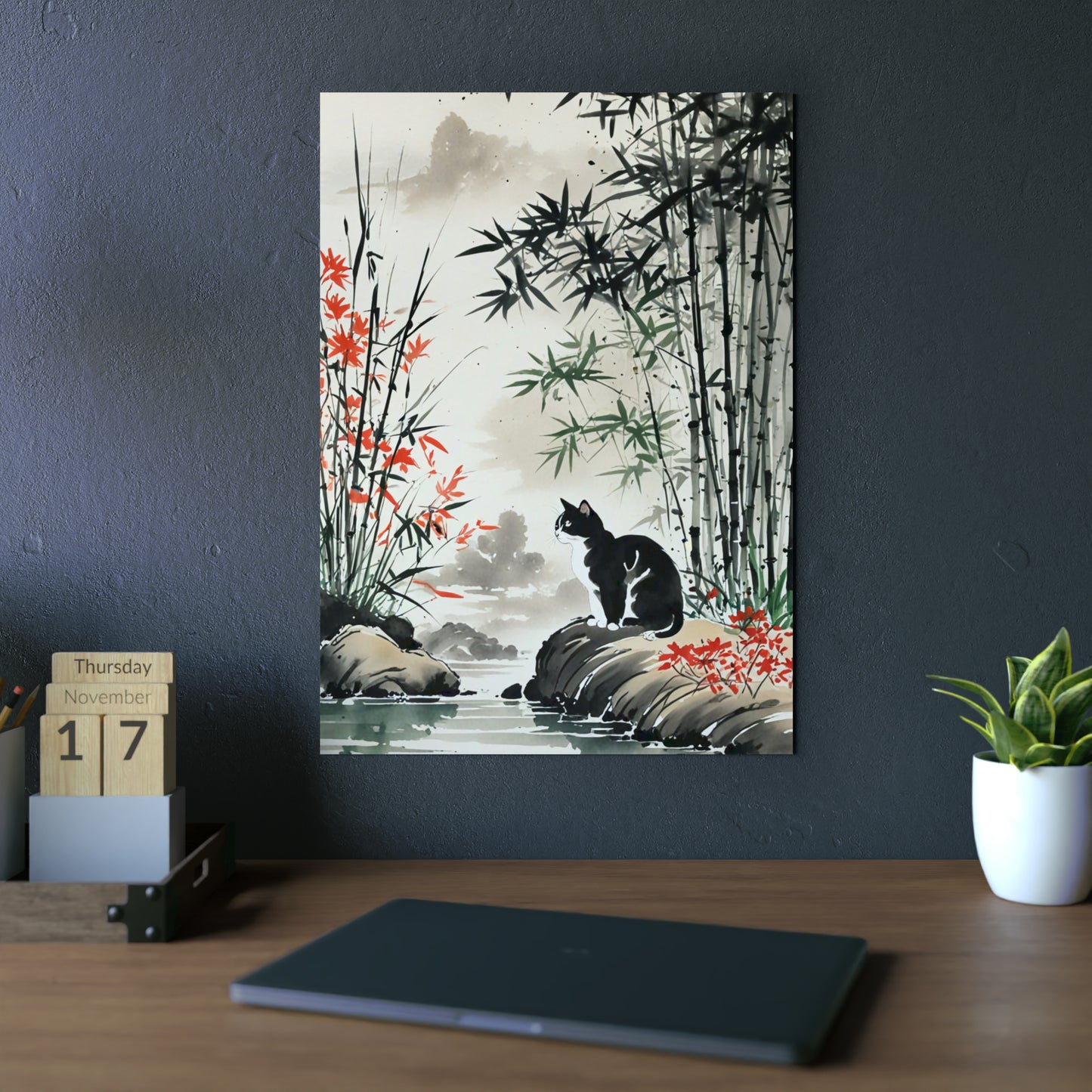 Sumi-e Art - Amidu 🇩🇪 GER Shipping - Traditional Japanese Art on Metal Poster