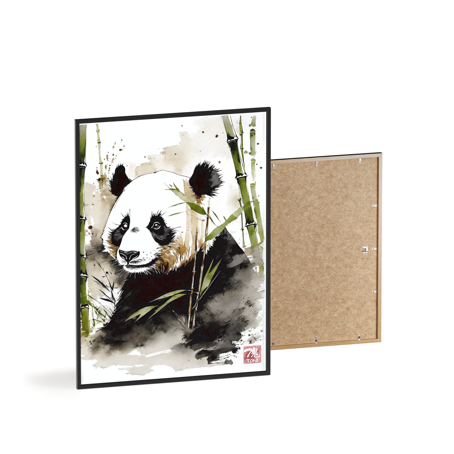 Sumi-e Art - Panda • Traditional Japanese Art • Framed