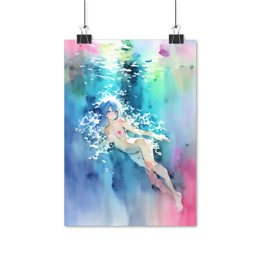 Oceans Heart - Watercolor Anime Art on high quality poster