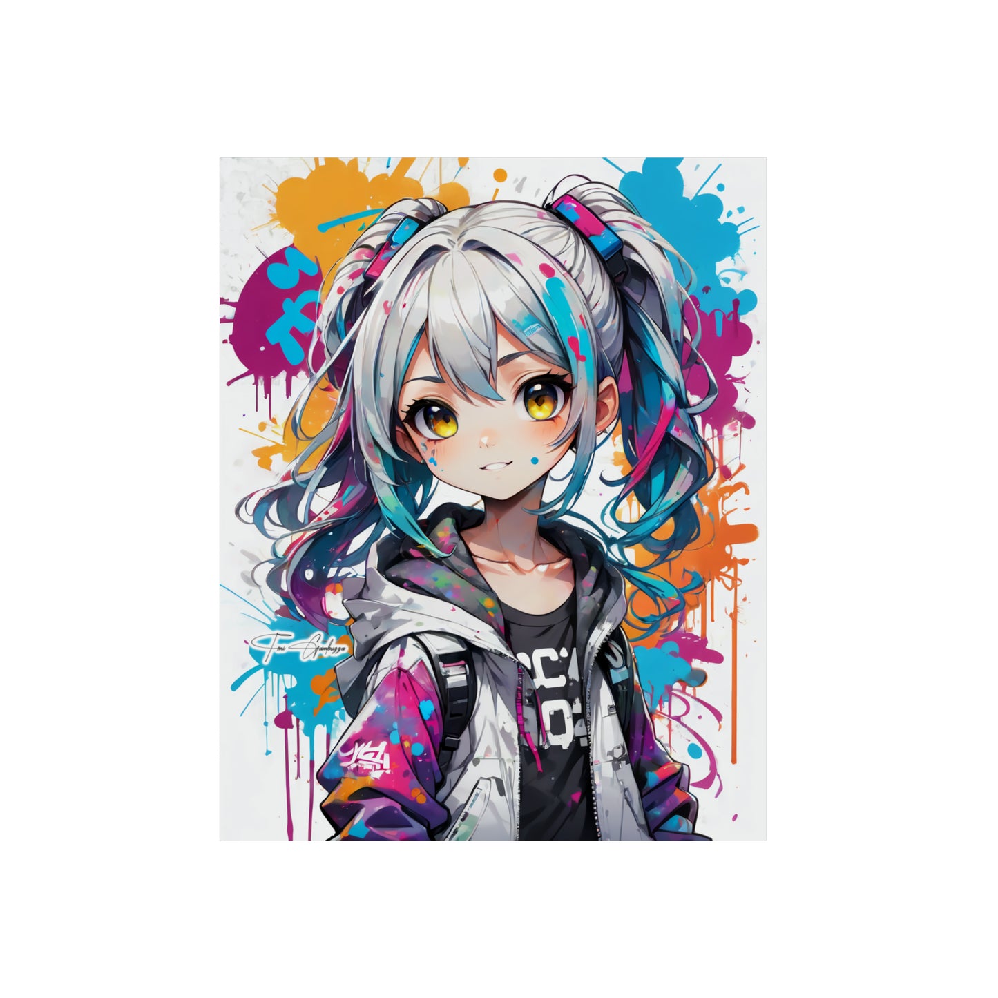 Manga Mural: Yui 🇩🇪 GER Shipping - Anime Graffiti Art on Metal Poster