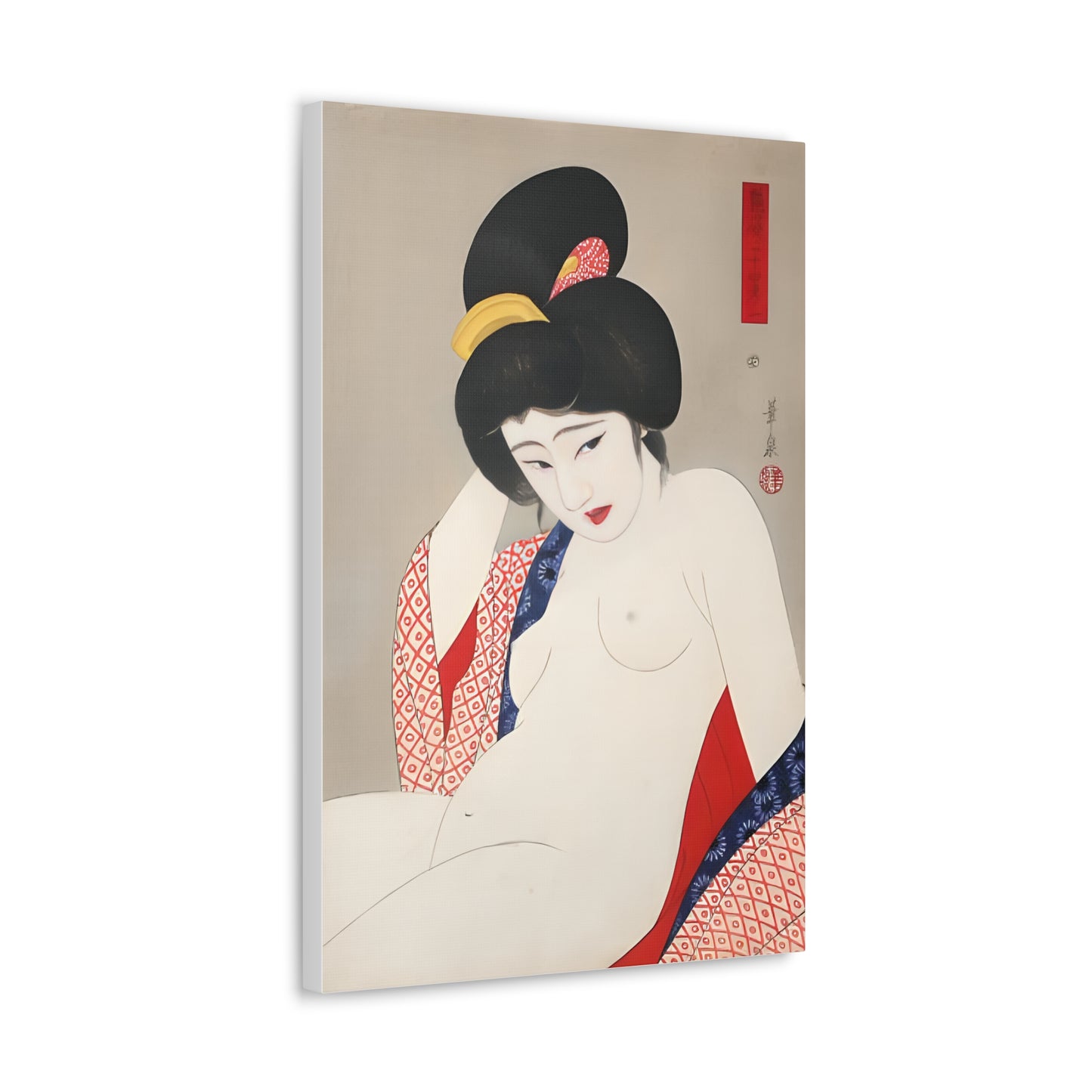 Ukiyo-e Art  - Bored nude - Ōhira Kasen • Traditional Japanese Art on high quality Canvas