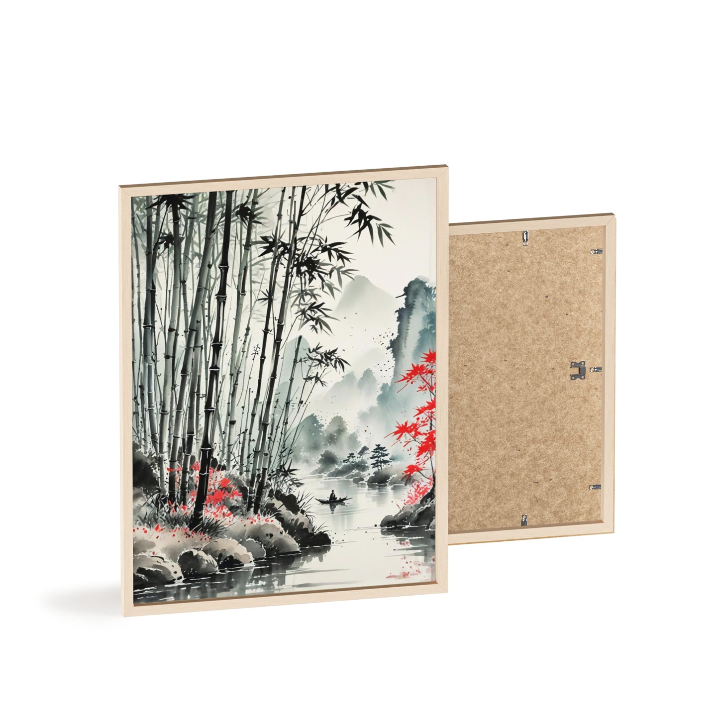 Sumi-e Art - Bamboo Pond • Traditional Japanese Art • Framed