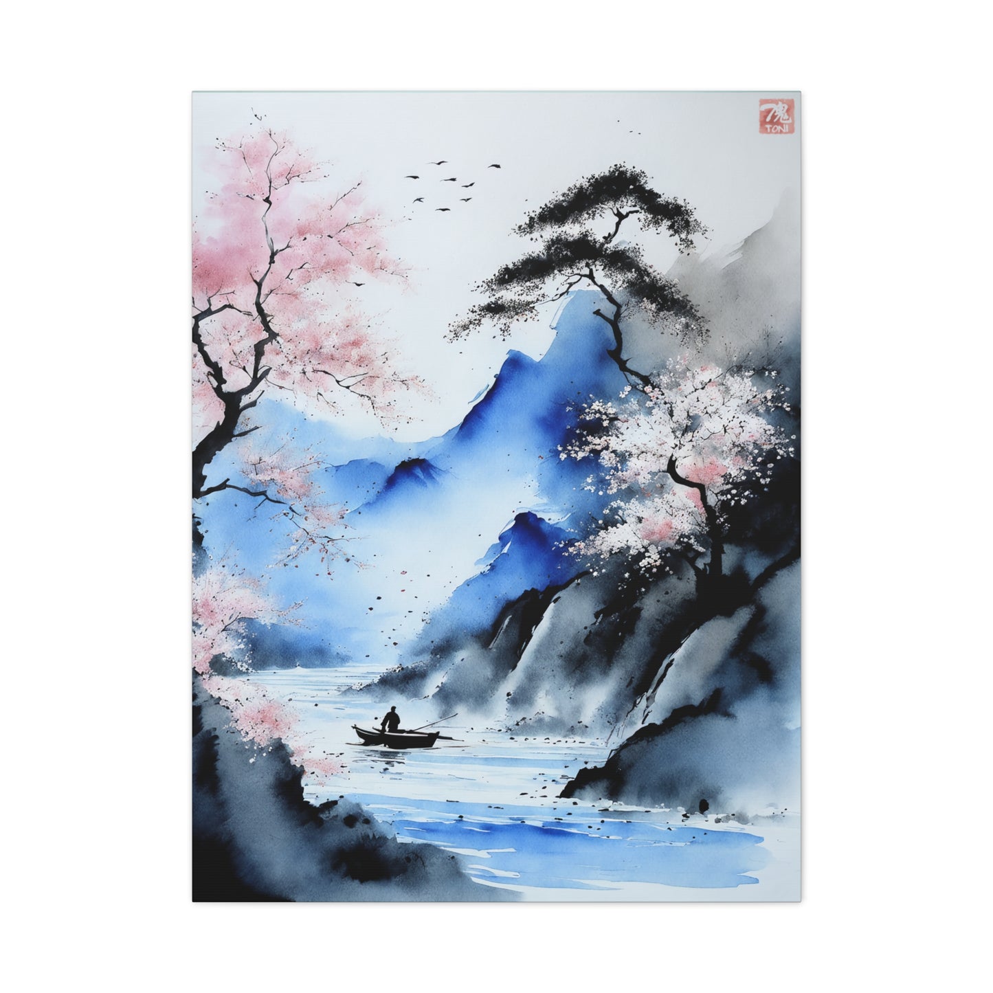 Sumi-e Art - Silent waters • Traditional Japanese Art on high quality Canvas