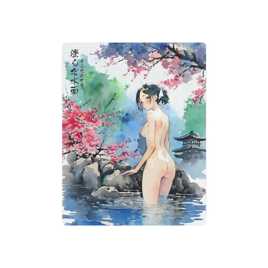 Sumi-Manga Art - Bathing Girl 🇺🇸 US Shipping - Traditional Japanese Art on Metal Poster