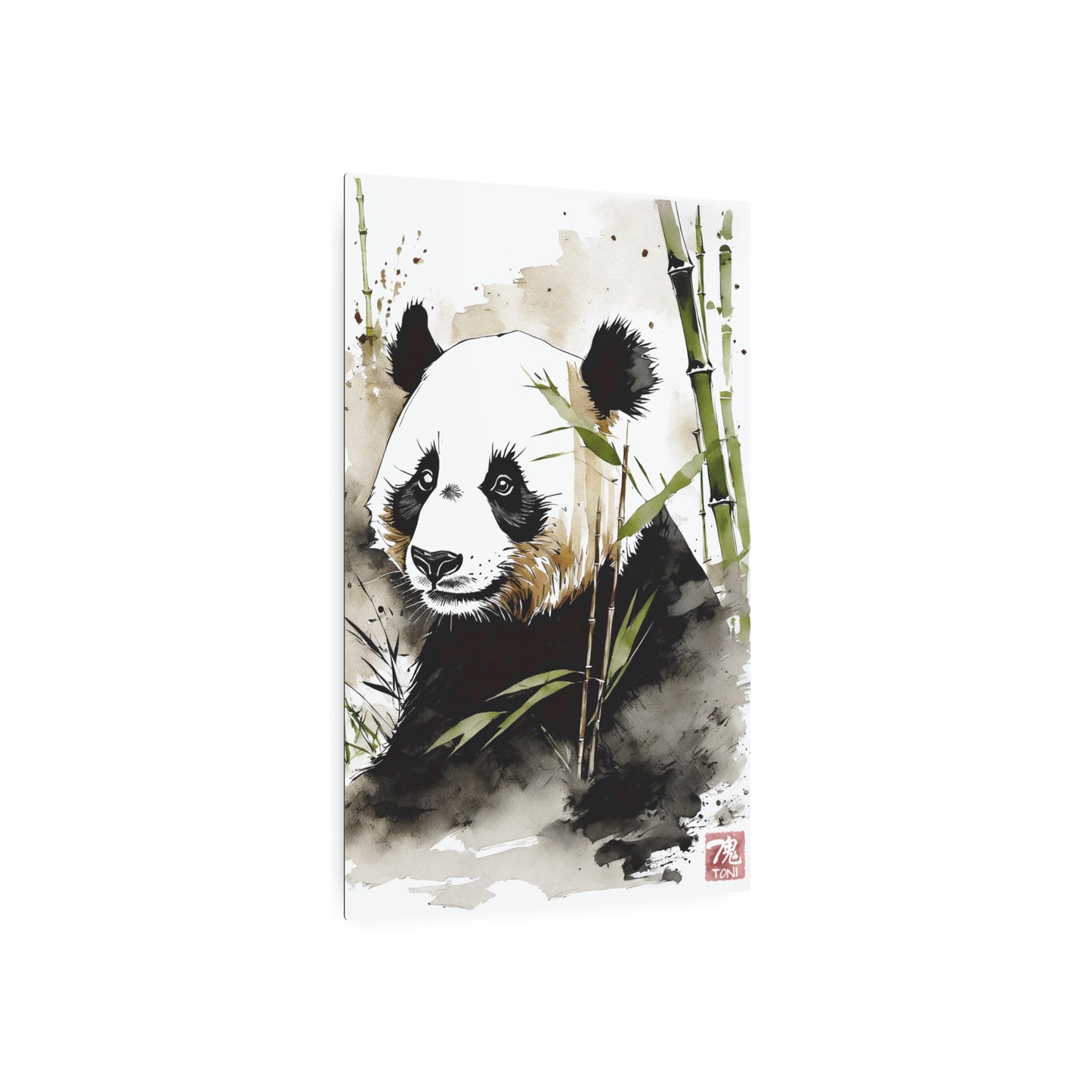 Sumi-e Art - Panda 🇺🇸 US Shipping - Traditional Japanese Art on Metal Poster