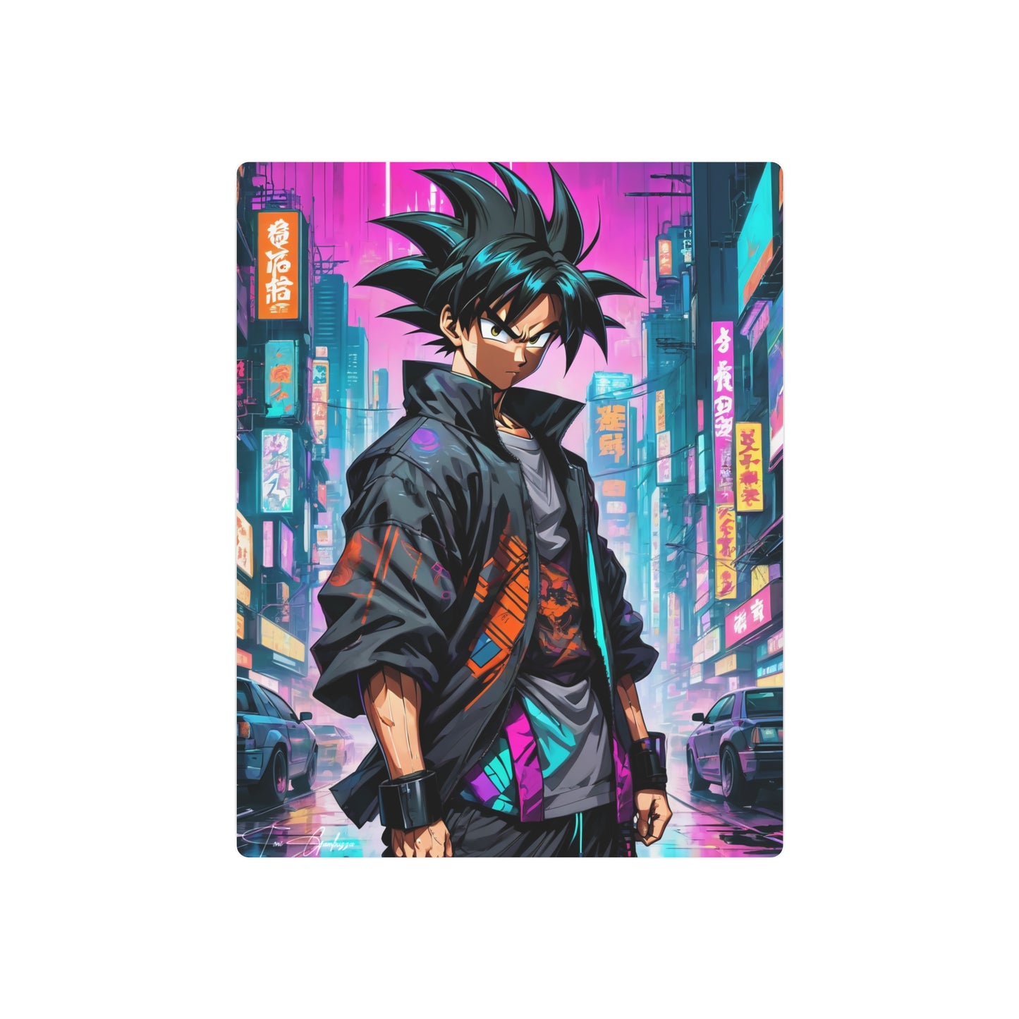 Cyberpunk Son Goku 🇺🇸 US Shipping - Anime Art on Metal Poster