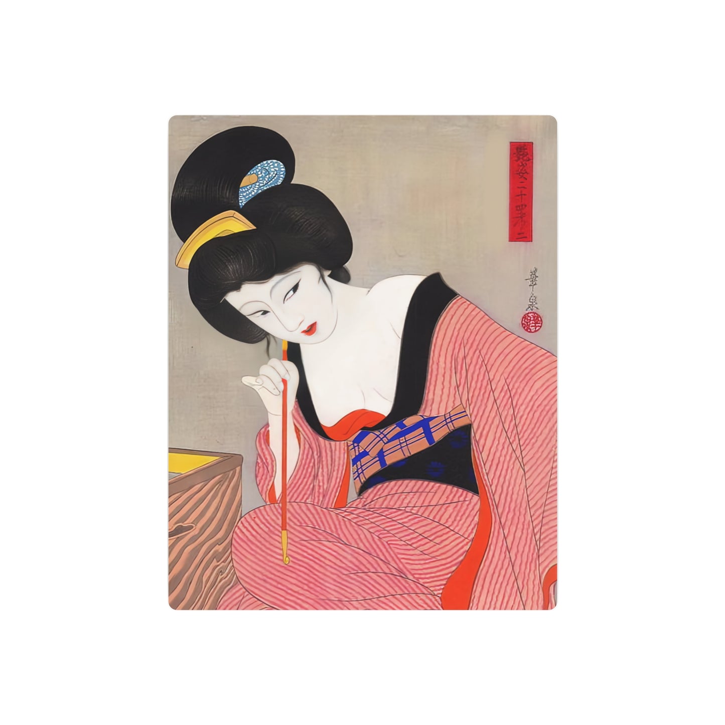 Ukiyo-e Art - Before the mirror - Ōhira Kasen 🇺🇸 US Shipping - Traditional Japanese Art on Metal Poster