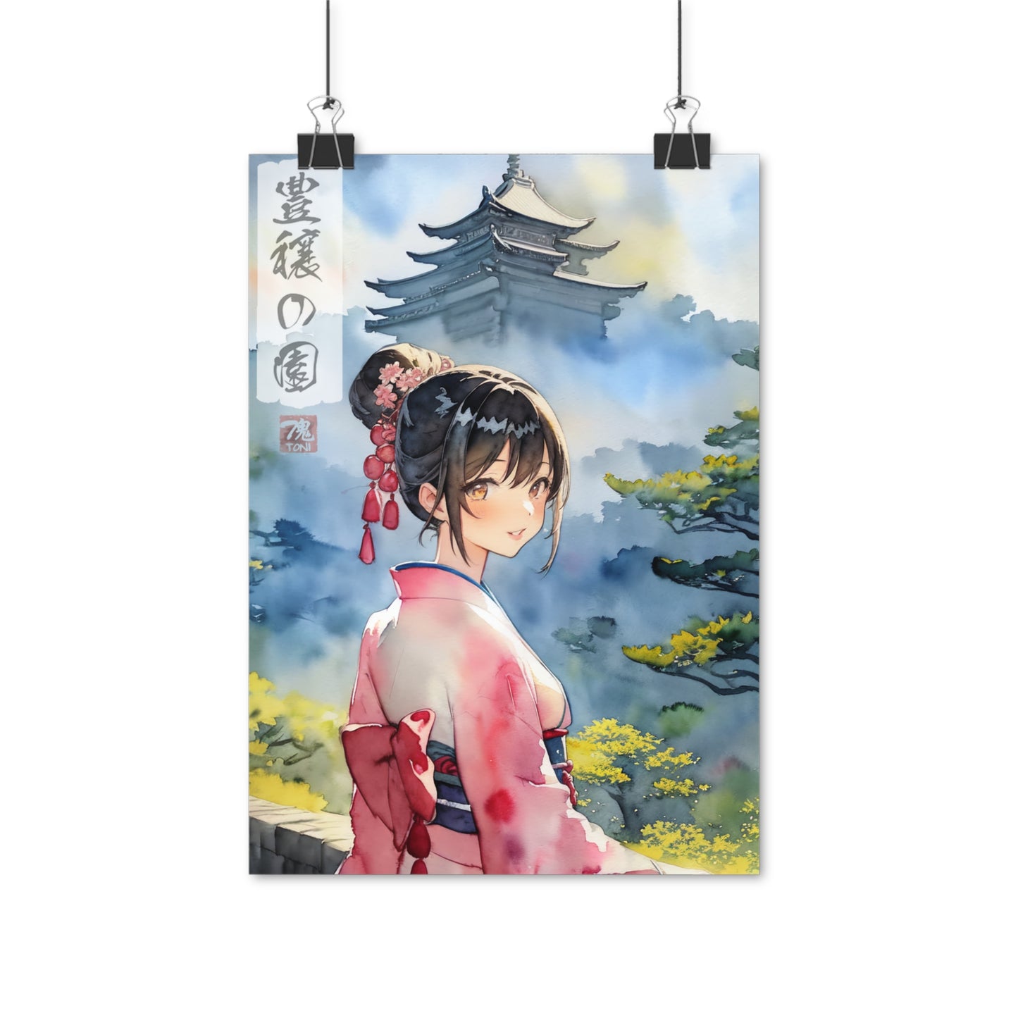 Garden of Fertility - Watercolor Anime Art on high quality poster