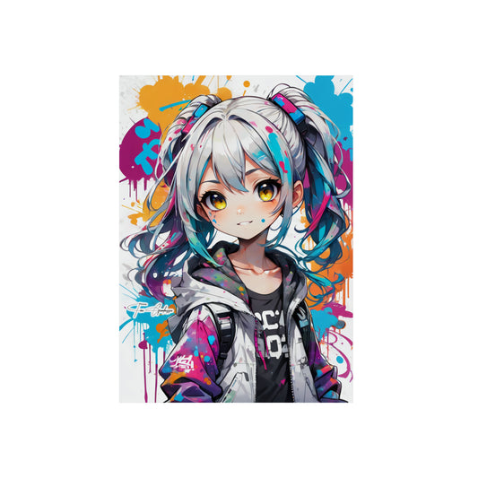 Manga Mural: Yui 🇩🇪 GER Shipping - Anime Graffiti Art on Metal Poster