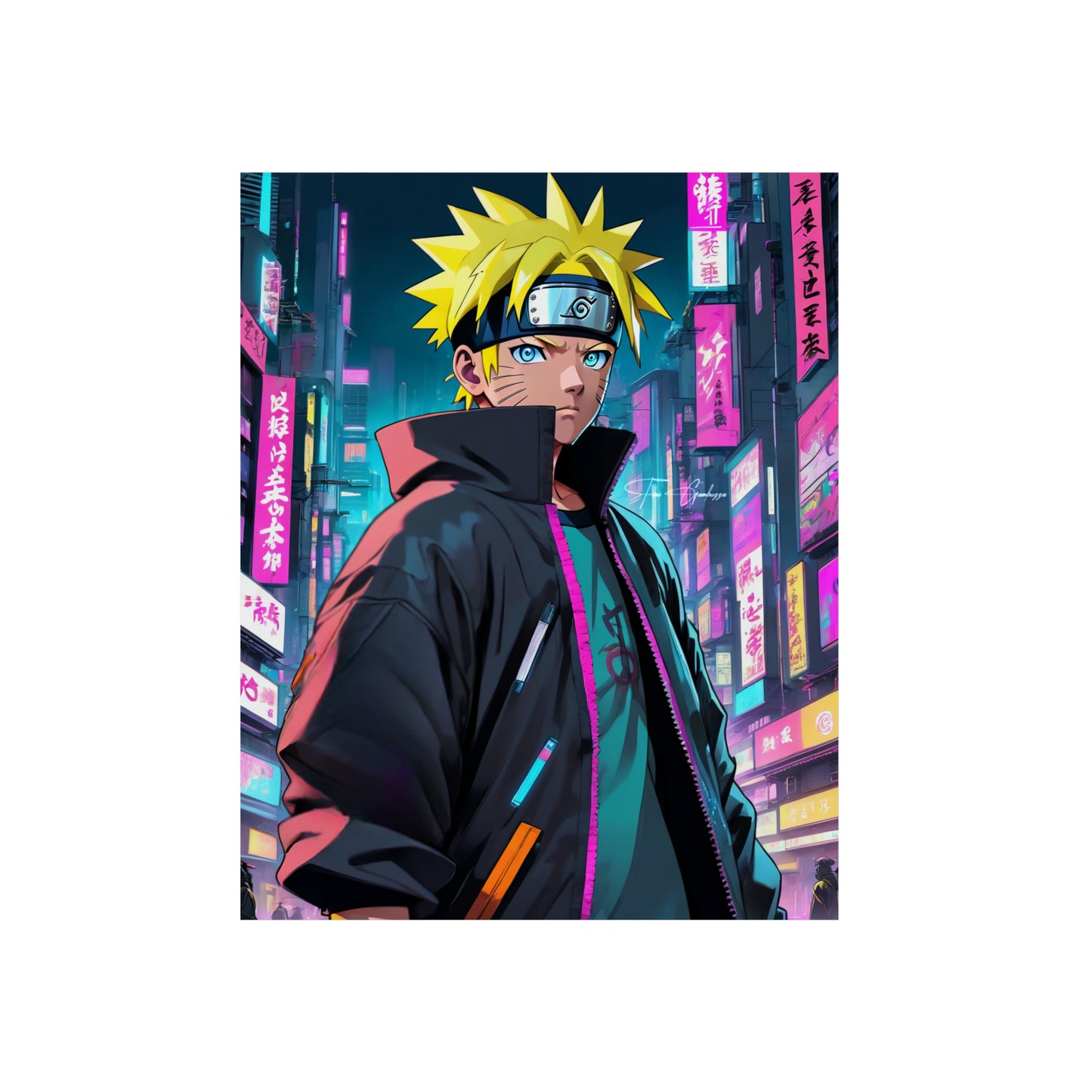 Cyberpunk Naruto 🇩🇪 GER Shipping - Anime Art on Metal Poster