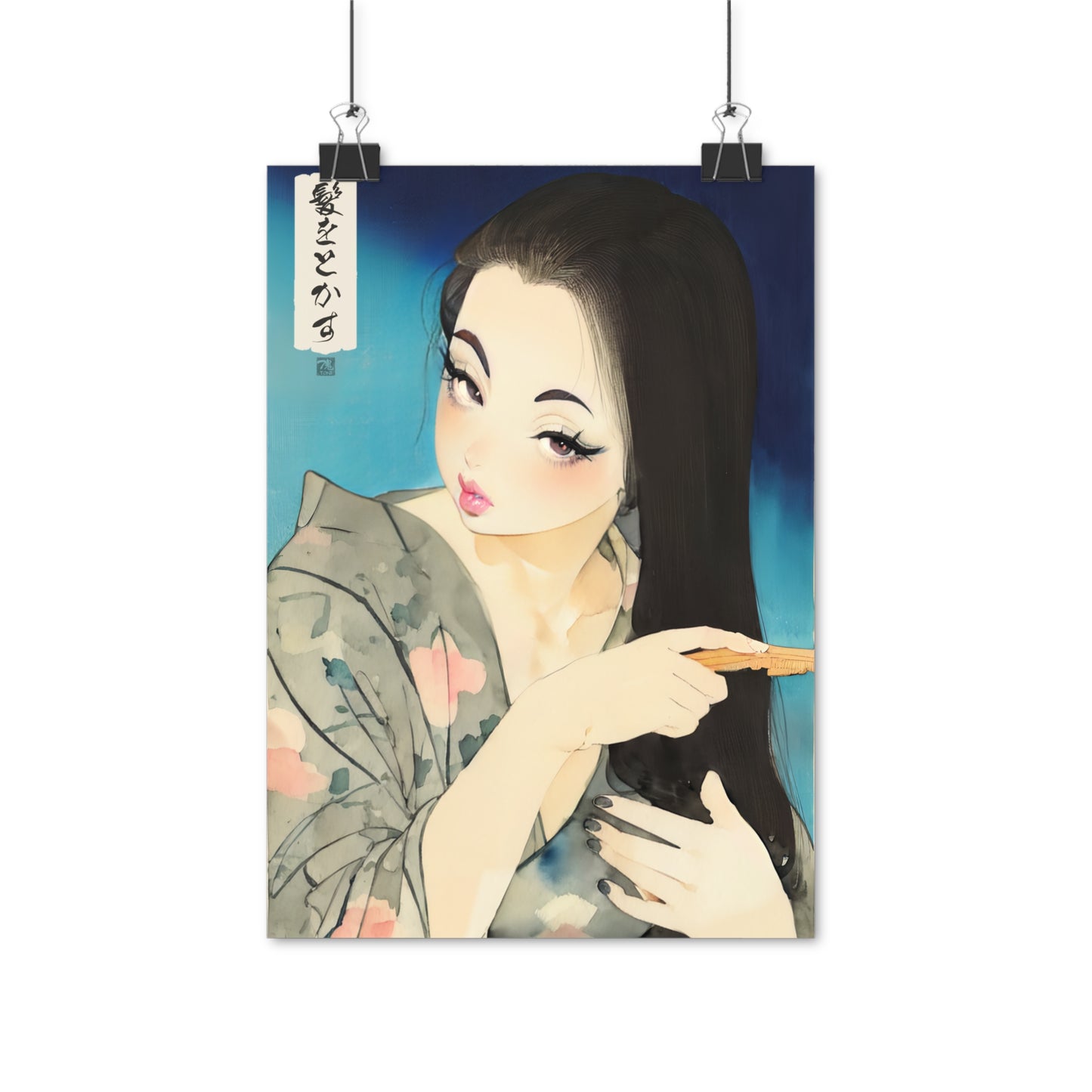 Ukiyo-e Art - Combing Hair • Traditional Japanese Art on high quality poster