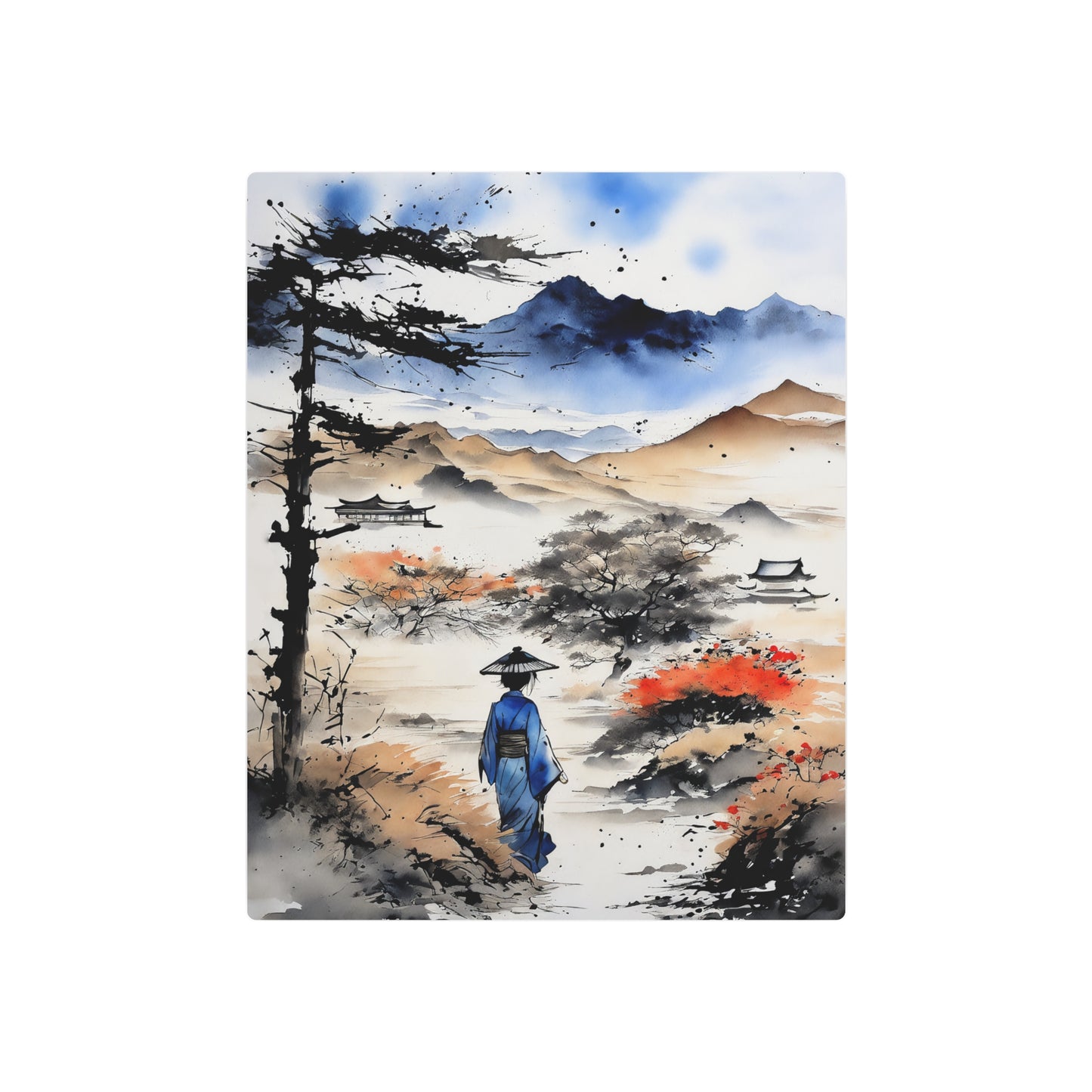 Sumi-e Art - Wasteland wisdom 🇺🇸 US Shipping - Traditional Japanese Art on Metal Poster