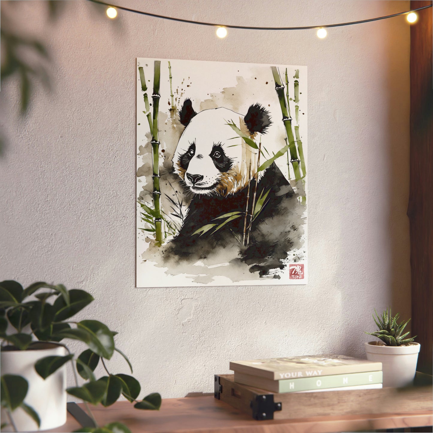 Sumi-e Art - Panda 🇩🇪 GER Shipping - Traditional Japanese Art on Metal Poster