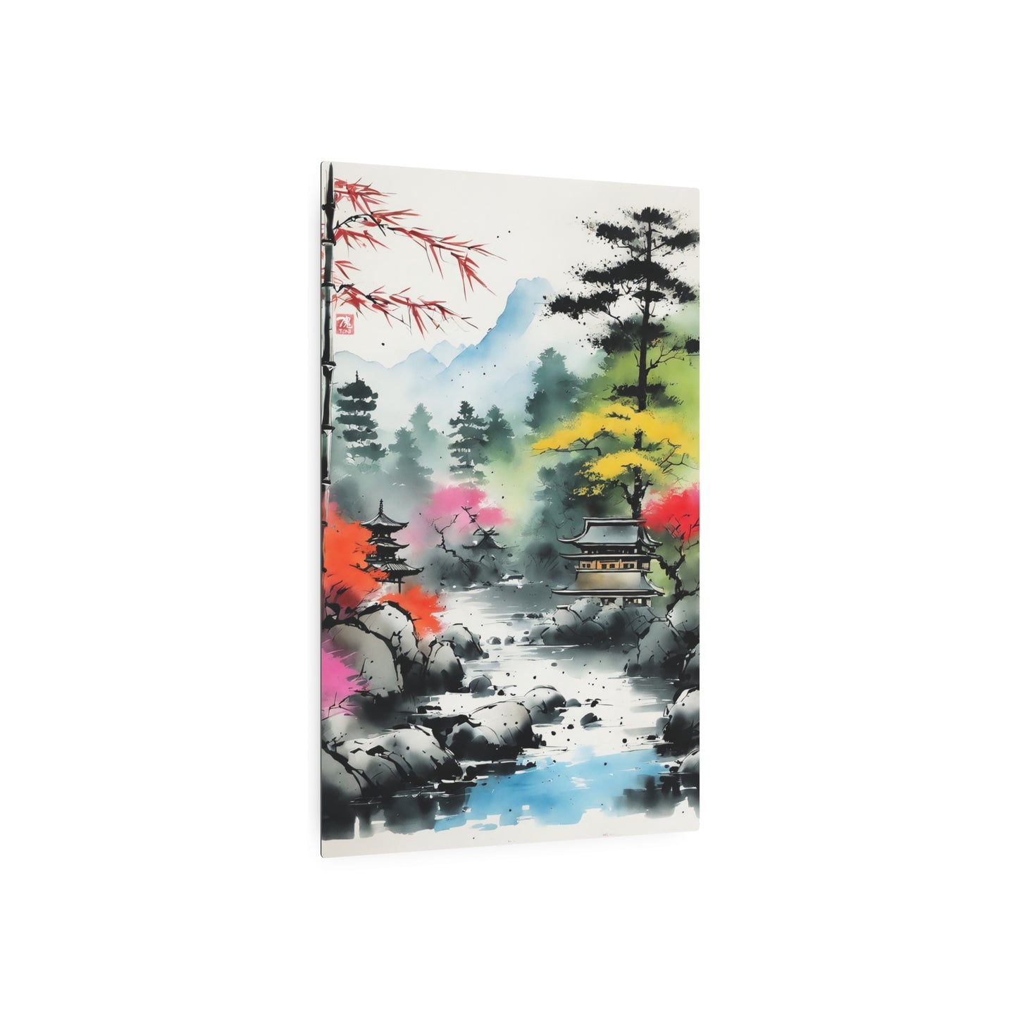 Sumi-e Art - Shambala Lake 🇺🇸 US Shipping - Traditional Japanese Art on Metal Poster