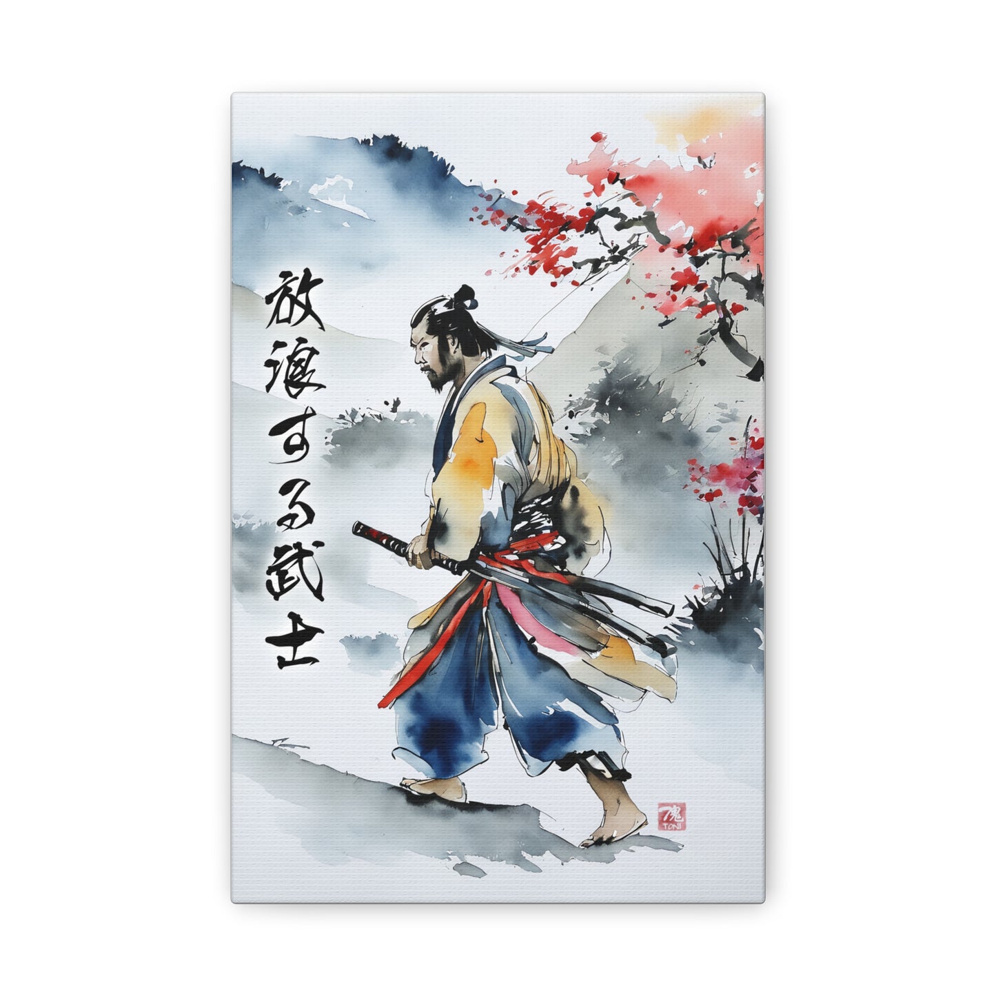 Sumi-e Art  - Wandering Samurai • Traditional Japanese Art on high quality Canvas