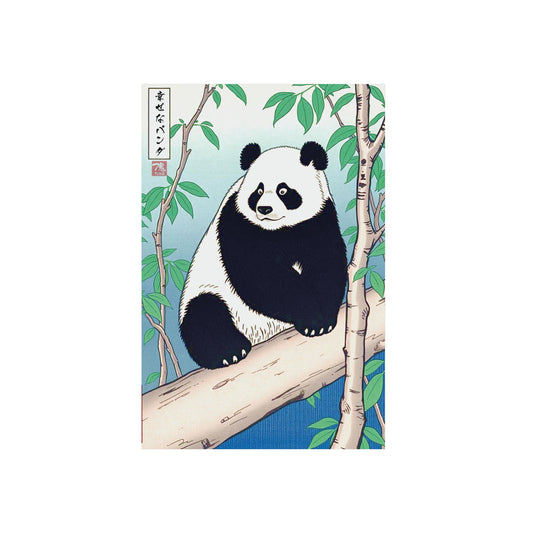 Ukiyo-e Art - Happy Panda 🇩🇪 GER Shipping - Traditional Japanese Art on Metal Poster