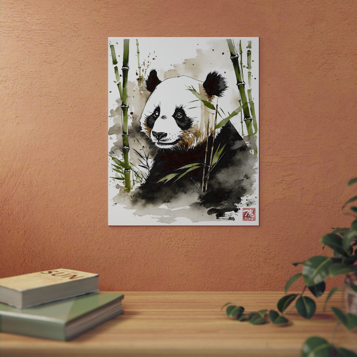 Sumi-e Art - Panda 🇩🇪 GER Shipping - Traditional Japanese Art on Metal Poster