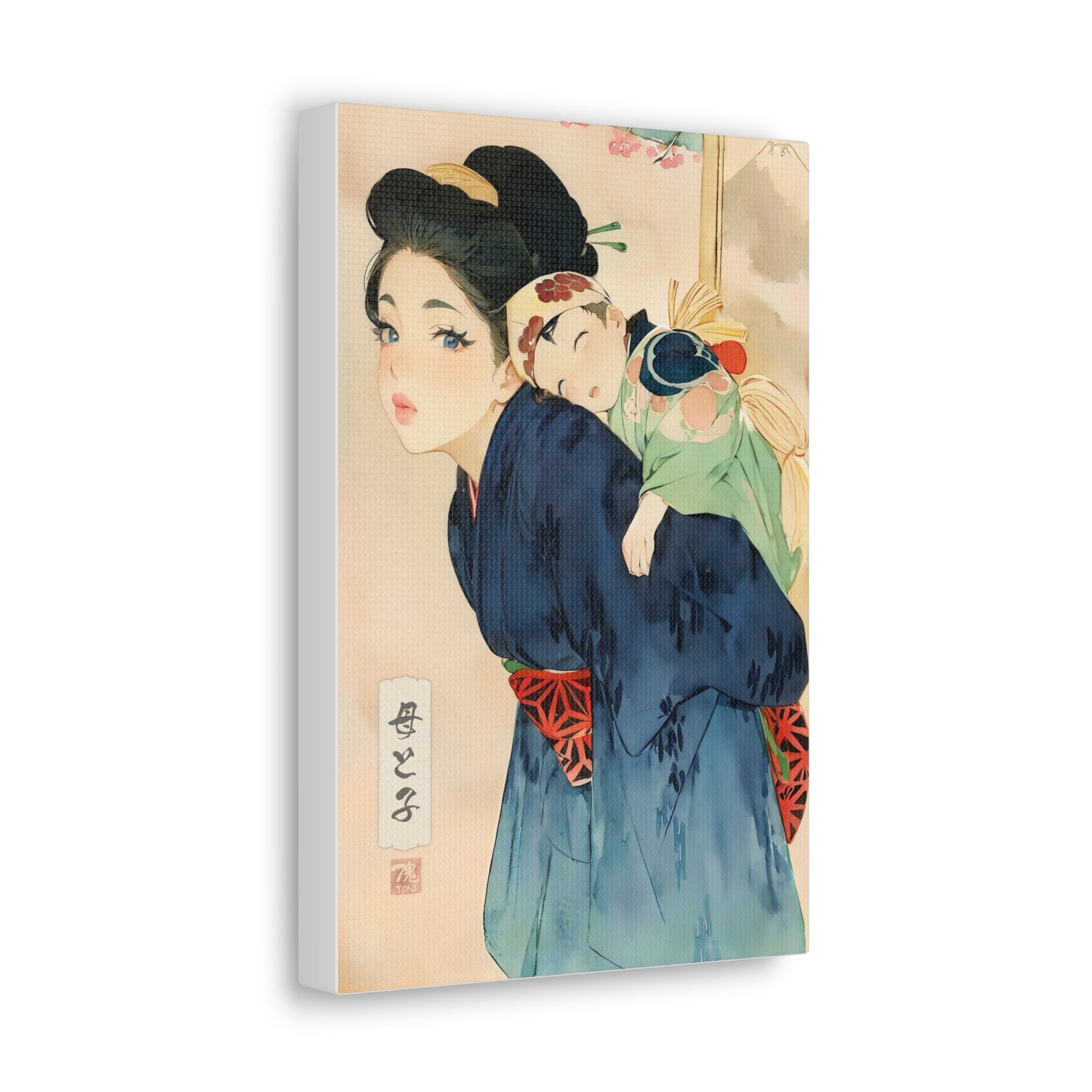 Ukiyo-e Art - Mother and child • Traditional Japanese Art on high quality Canvas