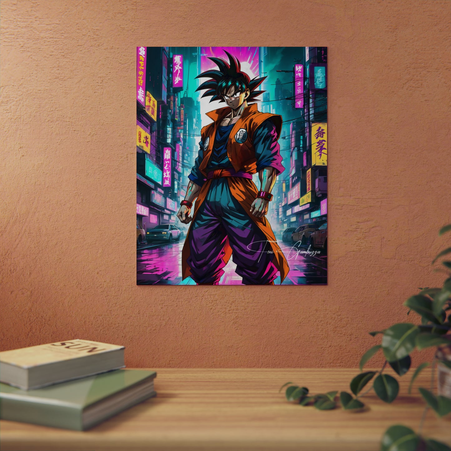 Cyberpunk Saiyan 🇩🇪 GER Shipping - Anime Art on Metal Poster