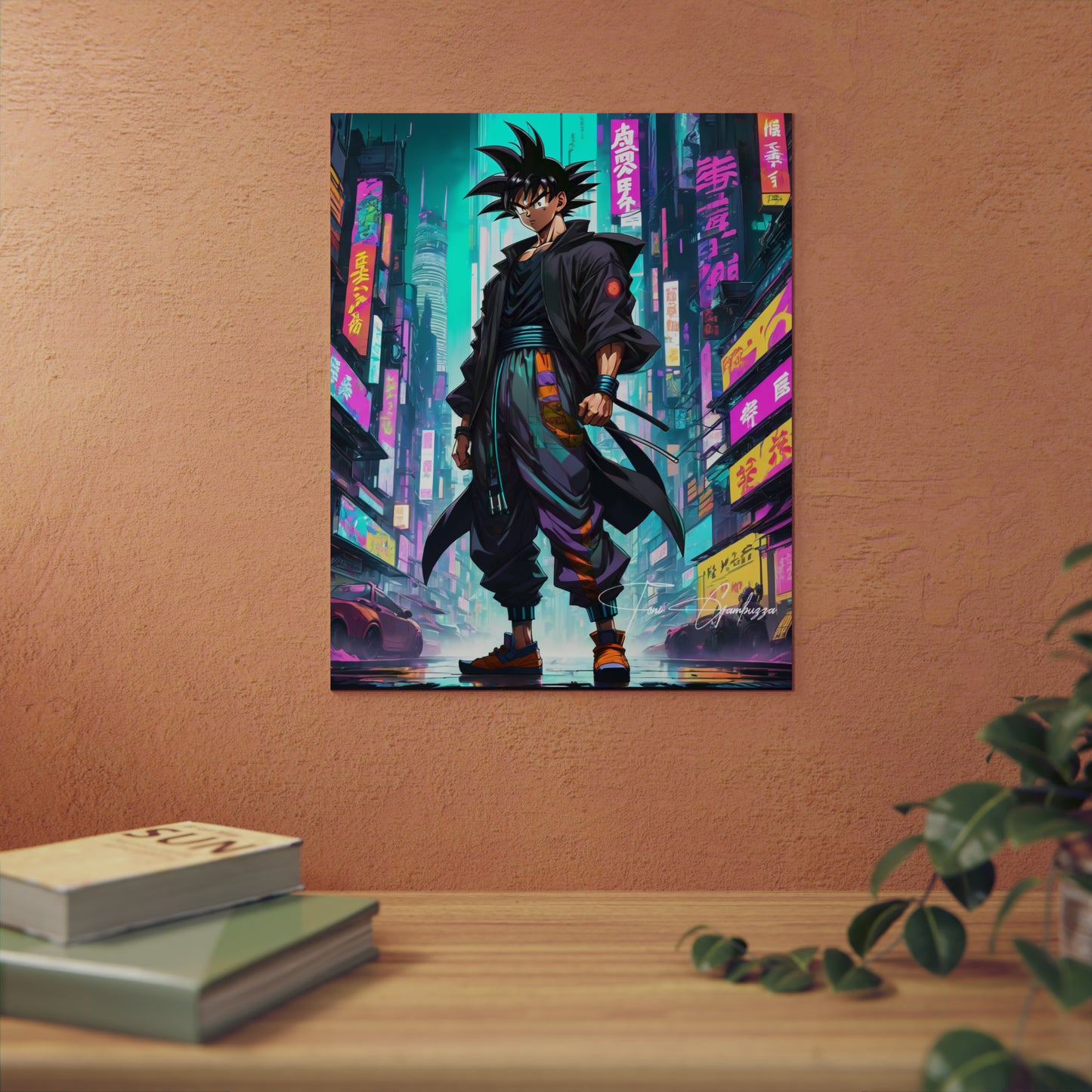 Cyberpunk Xeno Goku 🇩🇪 GER Shipping - Anime Art on Metal Poster