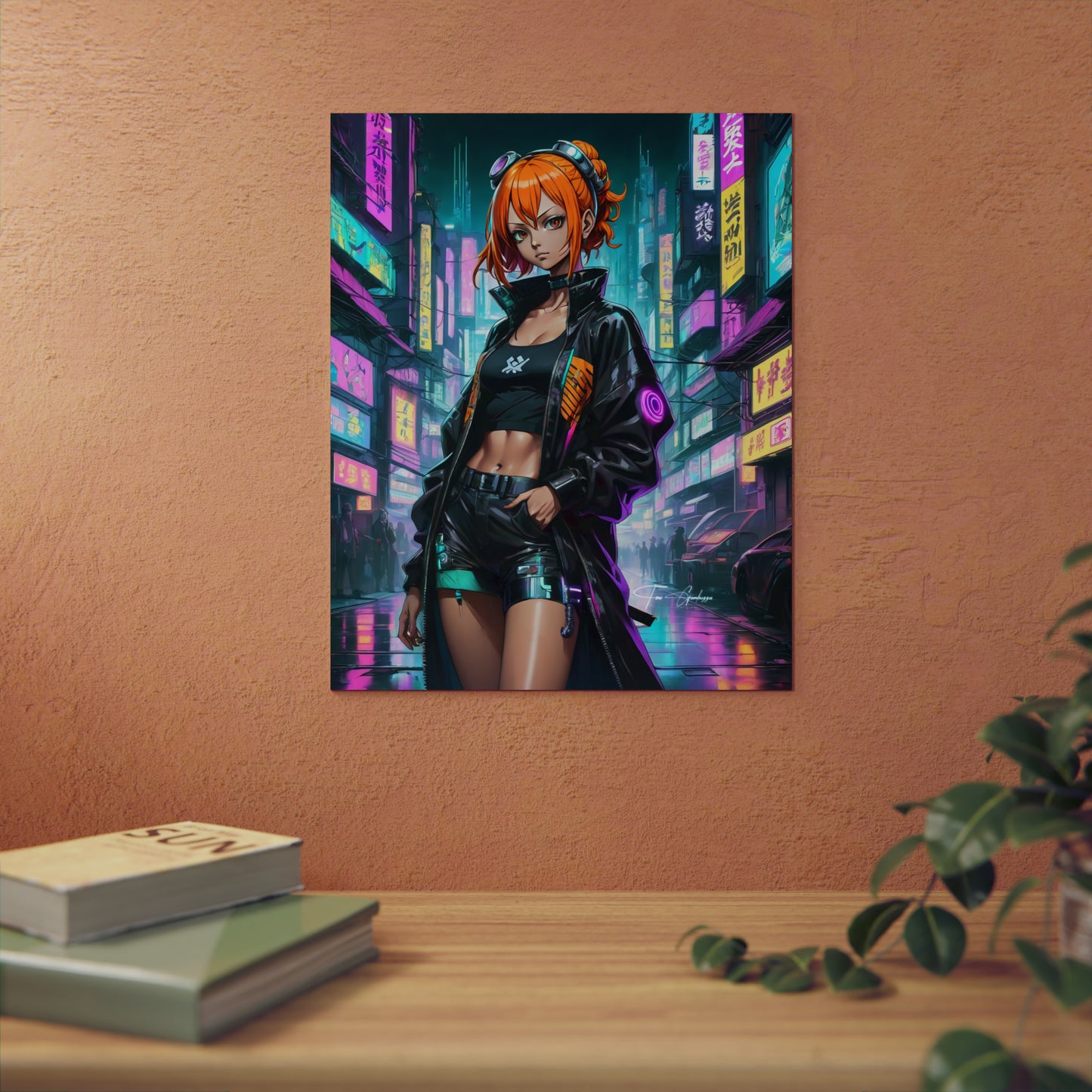 Cyberpunk Nami 🇩🇪 GER Shipping - Anime Art on Metal Poster