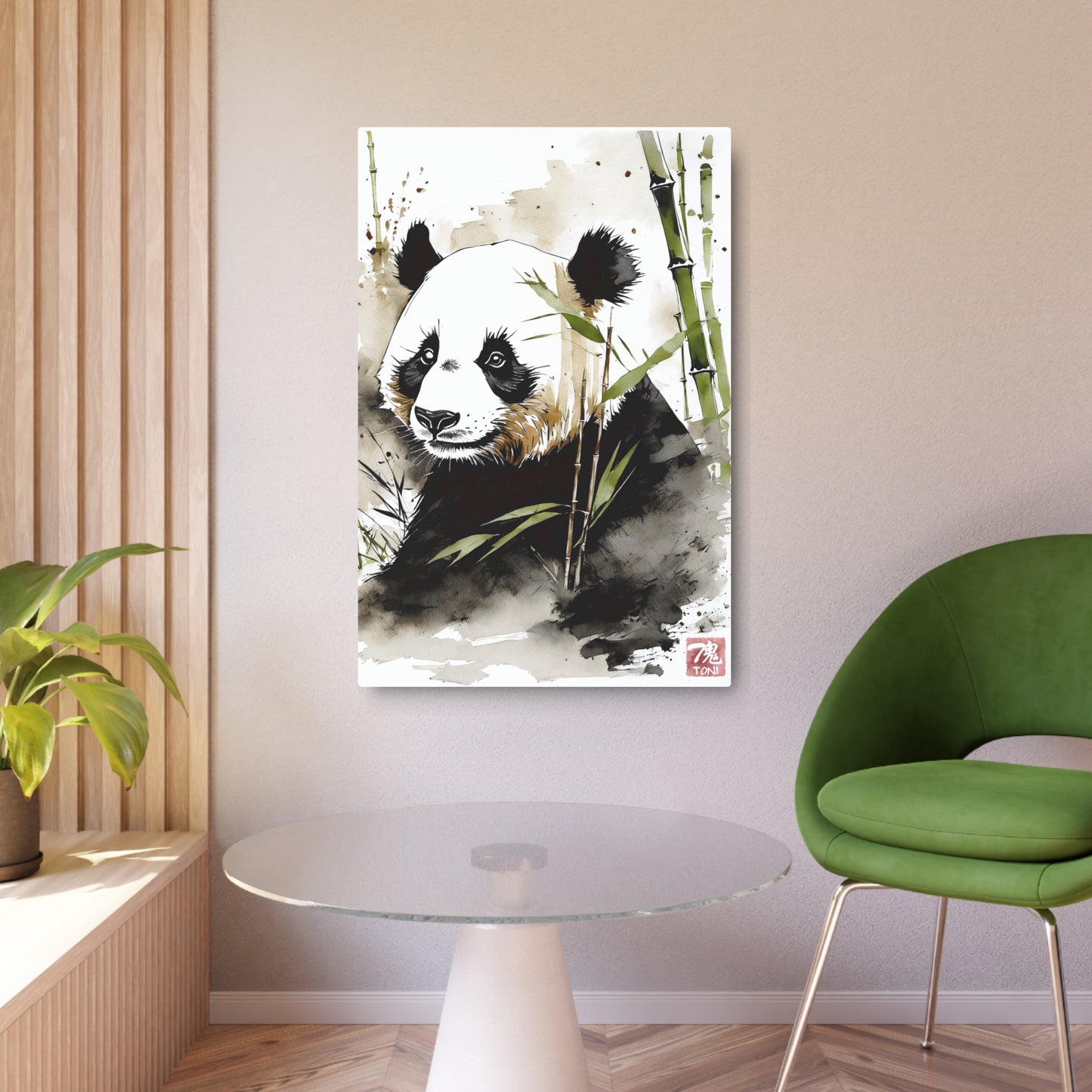 Sumi-e Art - Panda 🇺🇸 US Shipping - Traditional Japanese Art on Metal Poster