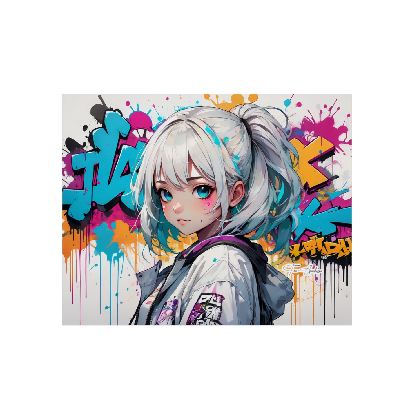 Manga Mural: Mariko 🇩🇪 GER Shipping - Anime Graffiti Art on Metal Poster