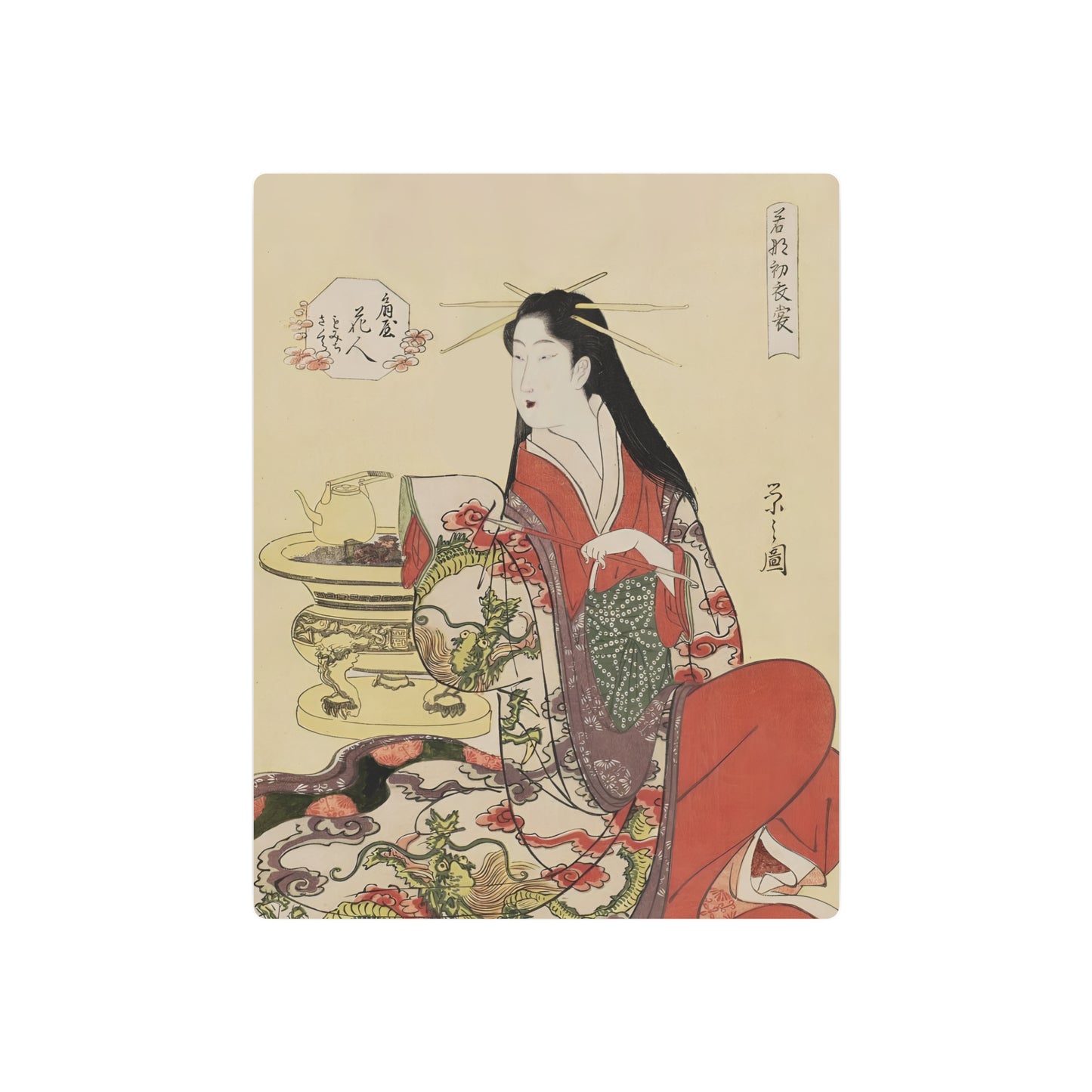 Ukiyo-e Art - Hanabito of Ogiya • Hosoda Eishi 🇺🇸 US Shipping - Traditional Japanese Art on Metal Poster